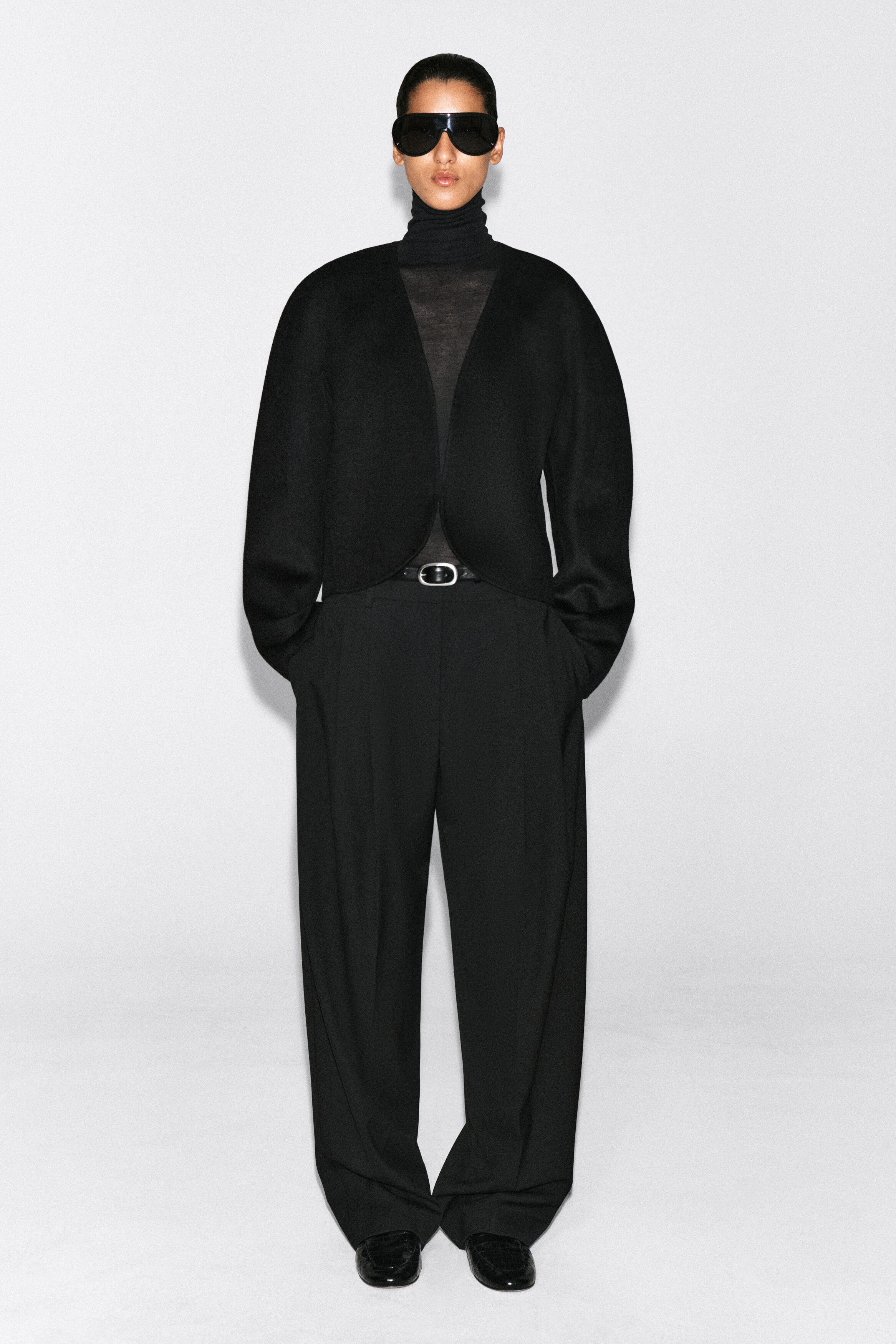 CROPPED DOUBLE-FACED WOOL-BLEND BLAZER - thumbnail 2