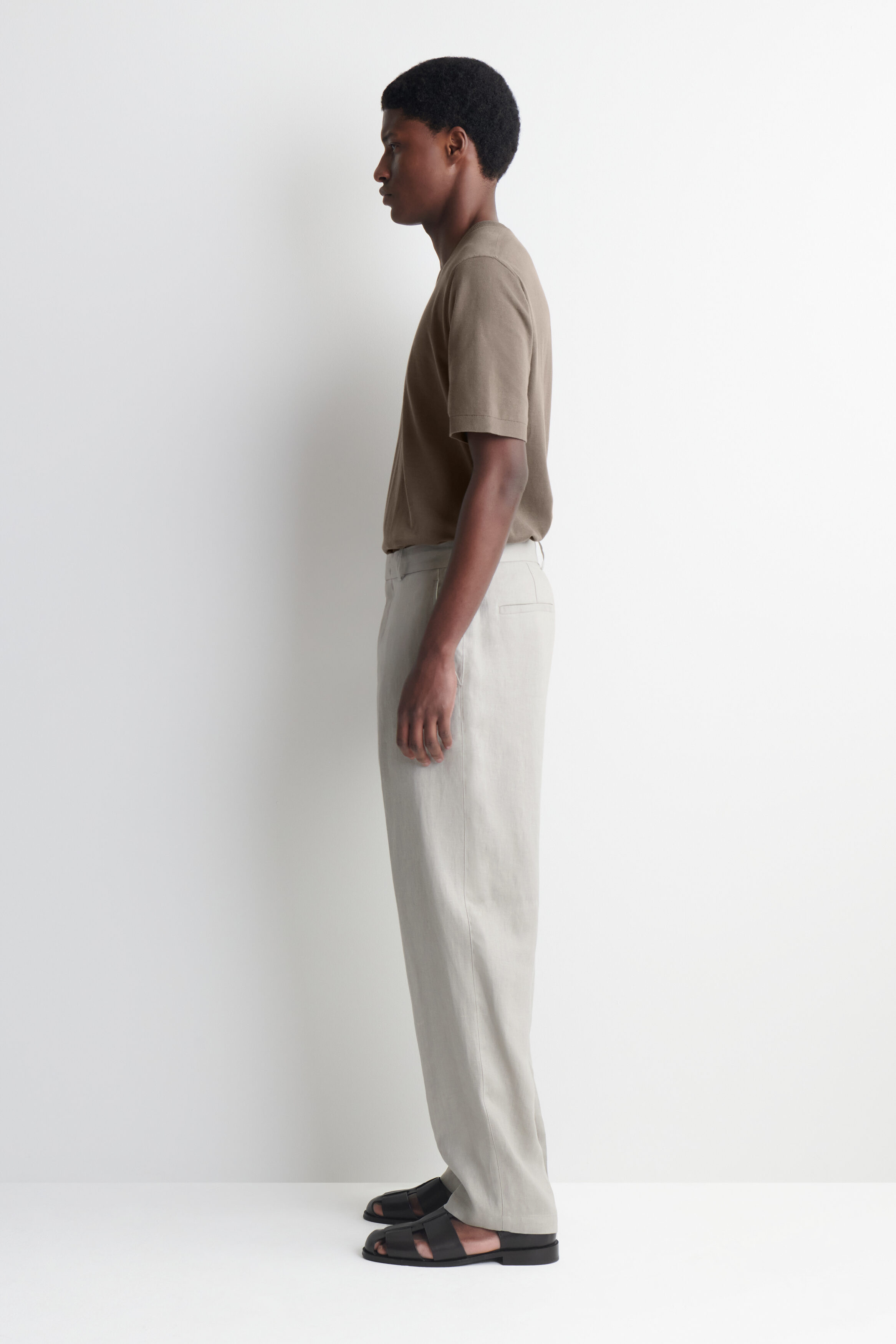RELAXED LINEN TAPERED PANTS - thumbnail 9