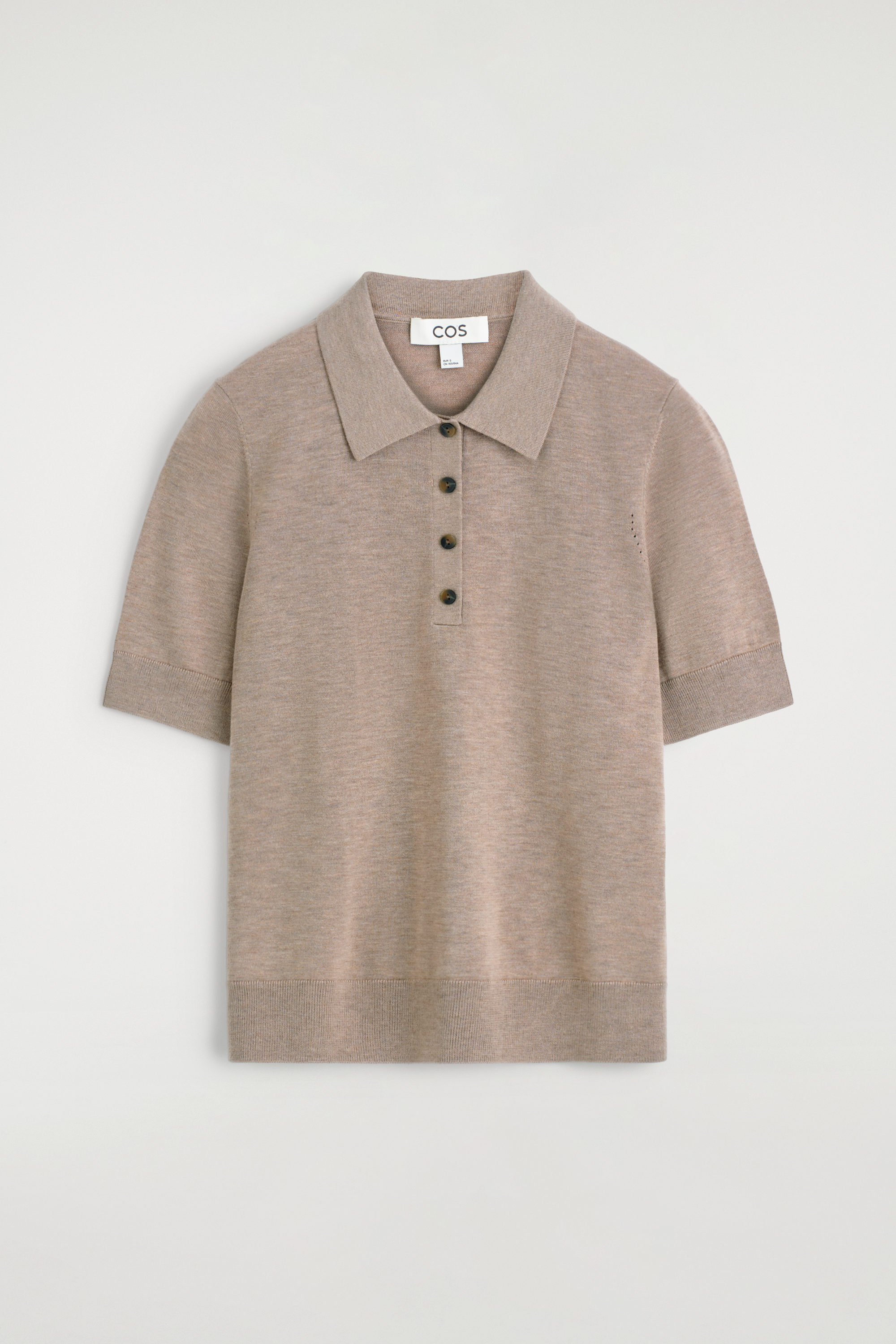SHRUNKEN WOOL-BLEND POLO SHIRT - BEIGE MÉLANGE | COS US