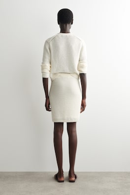 TEXTURED KNITTED COTTON MINISKIRT — WHITE 4