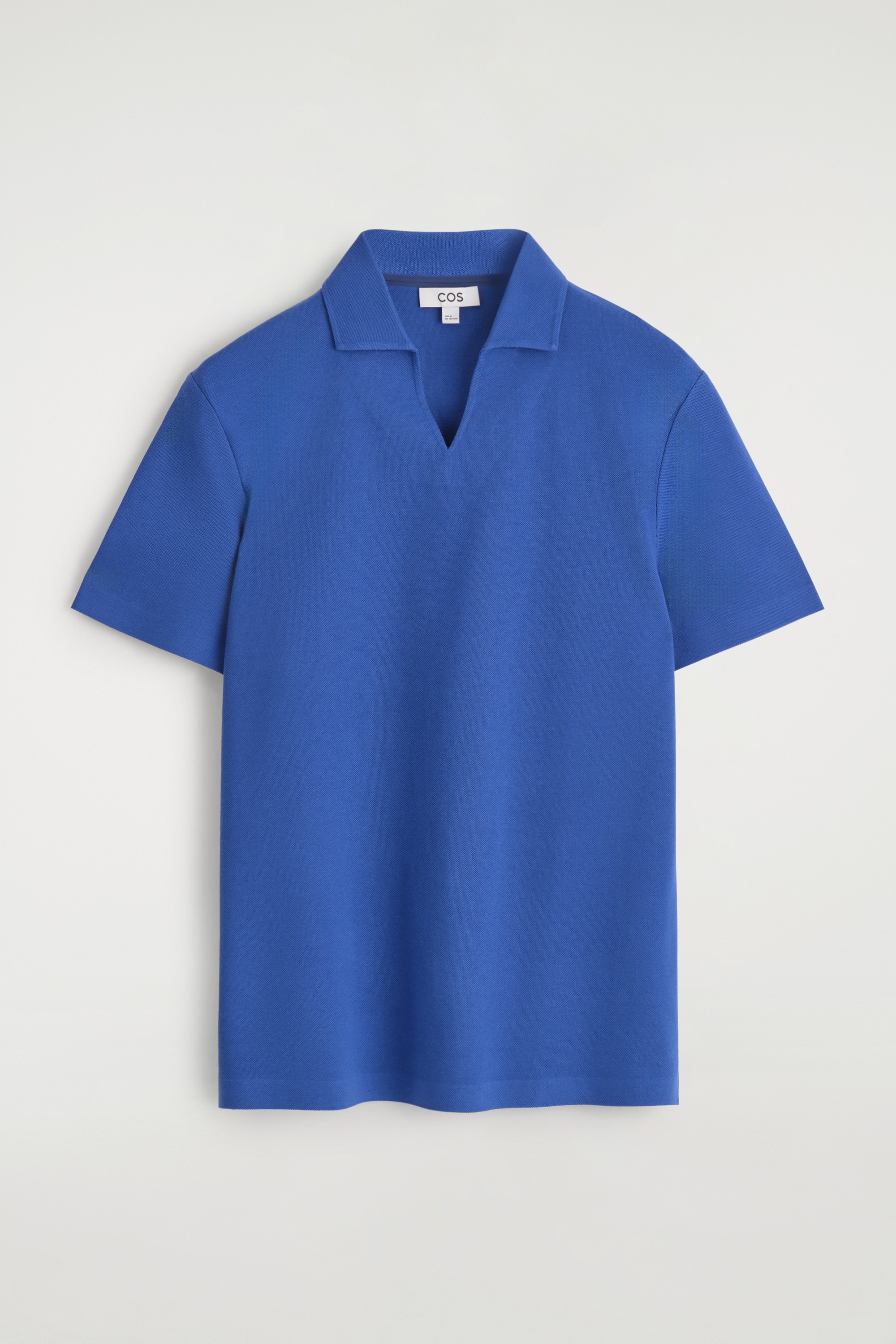 KOSZULKA POLO Z PIKI BAWEŁNIANEJ - NIEBIESKI/BIAŁY