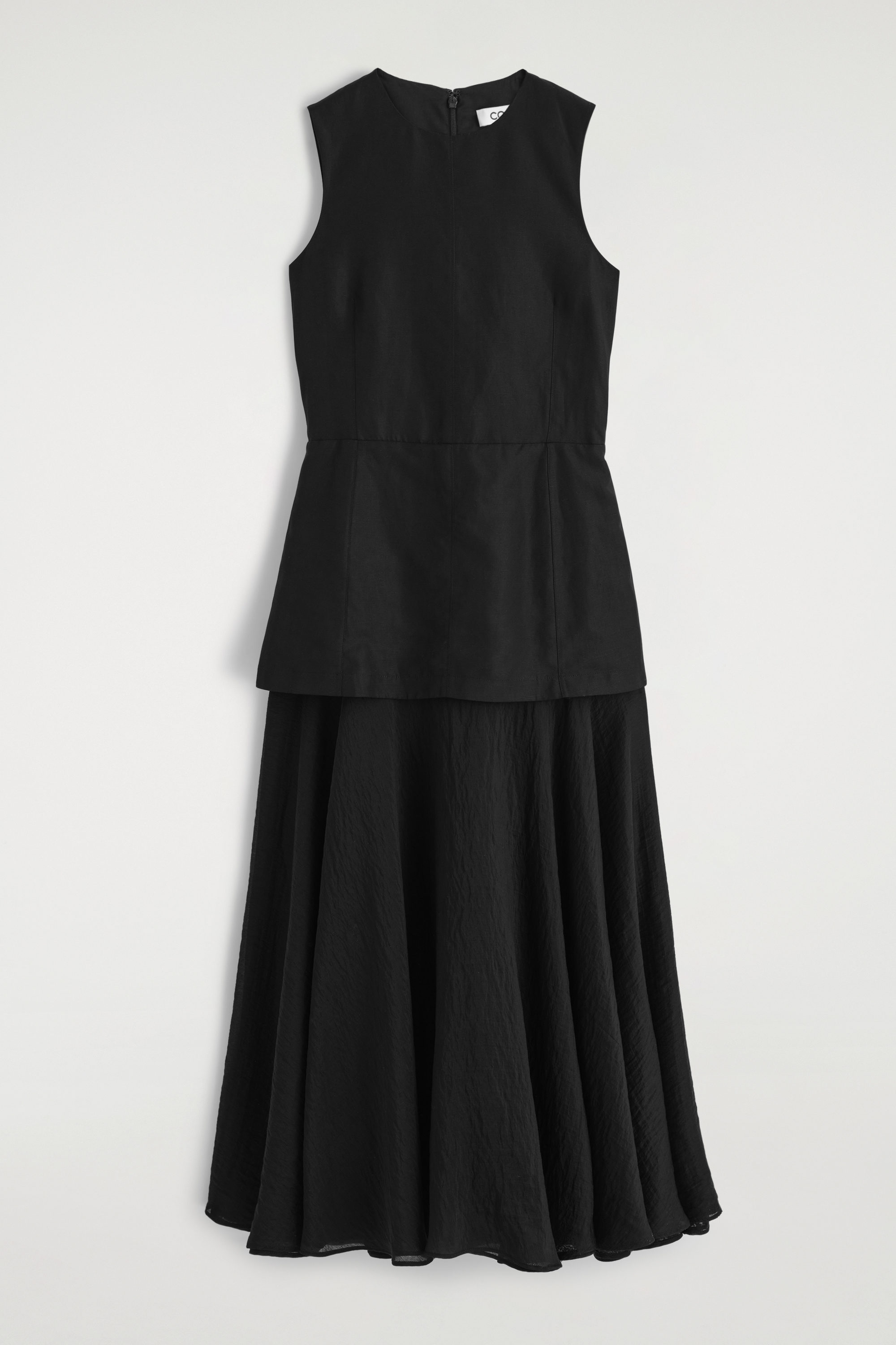【美品♪】 COS LAYERED MID-LENGTH DRESS LAYERED PEPLUM MIDI DRESS - BLACK | COS