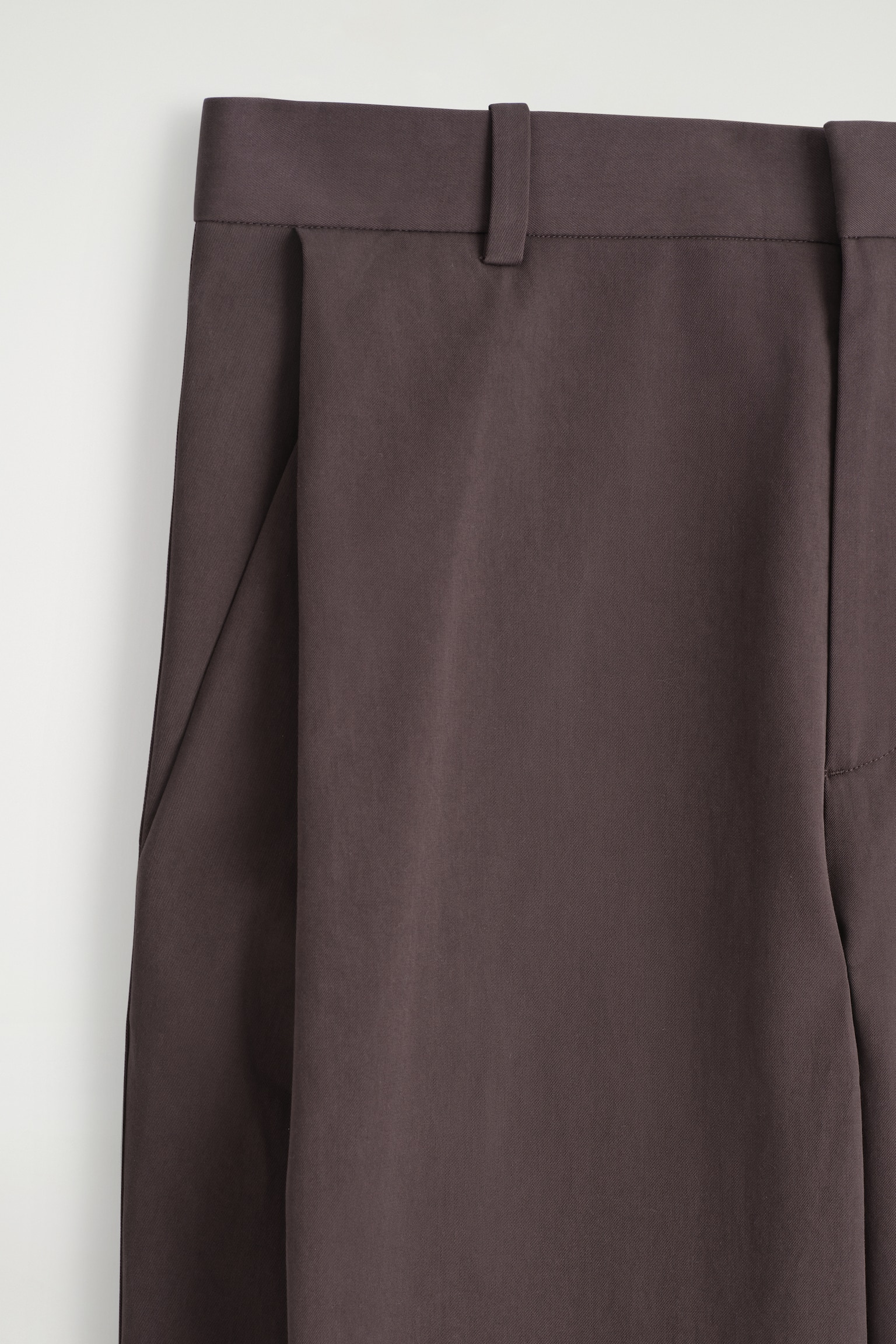 PANTALON À PLIS LARGE EN COTON - BRUN FONCÉ/BLEU MARINE - 7