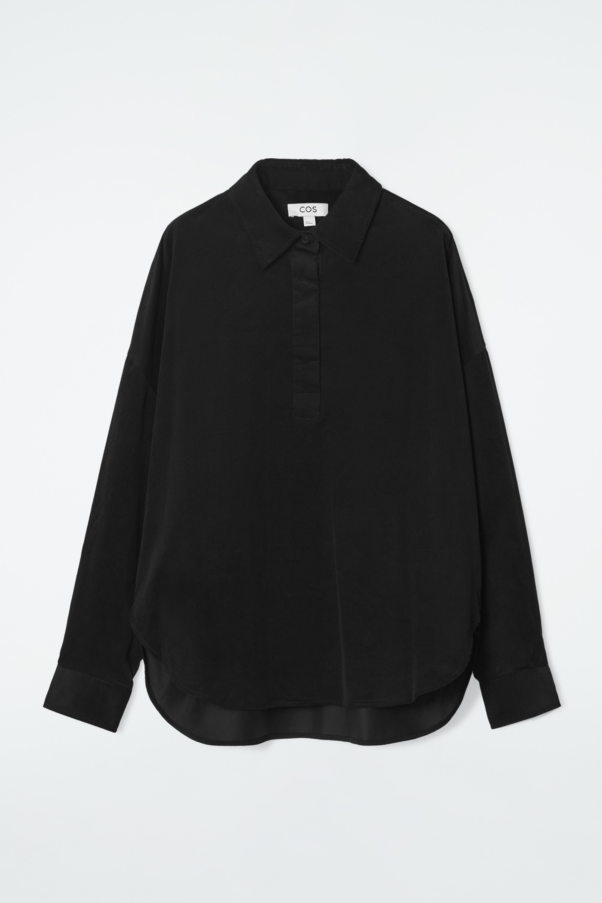 RELAXED CORDUROY HALF-PLACKET SHIRT - BLACK/BEIGE
