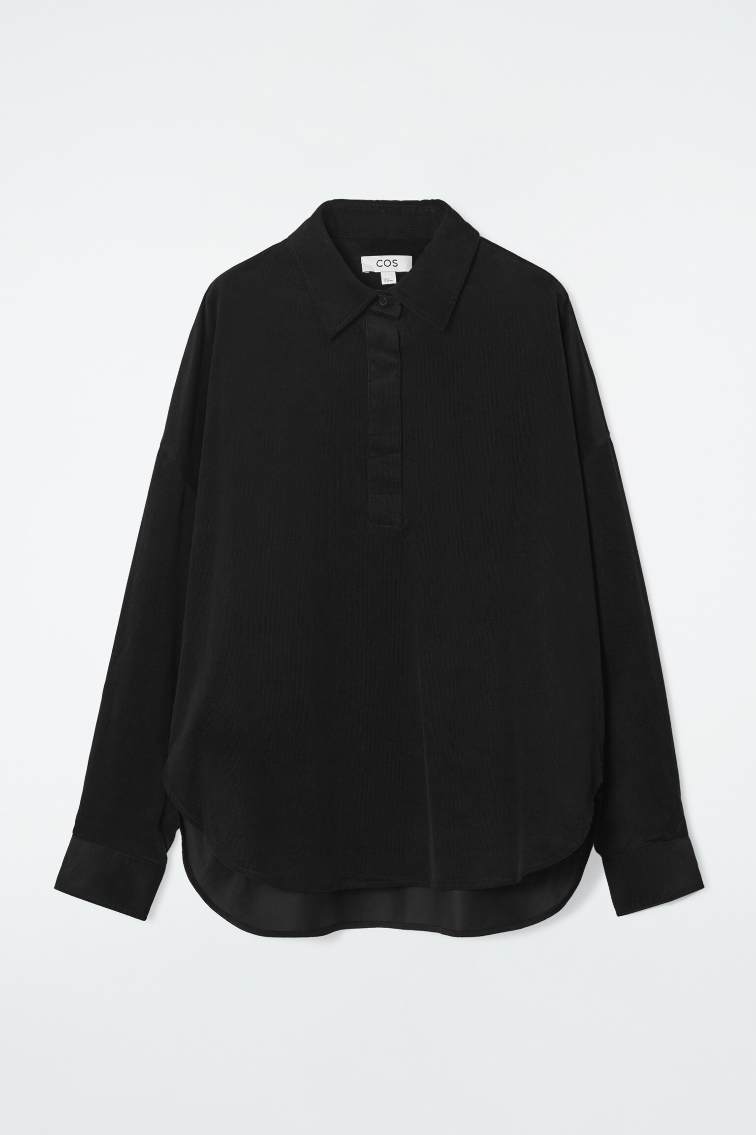 CHEMISE DEMI-PATTE DÉCONTRACTÉE EN VELOURS CÔTELÉ - NOIR/BEIGE - 2