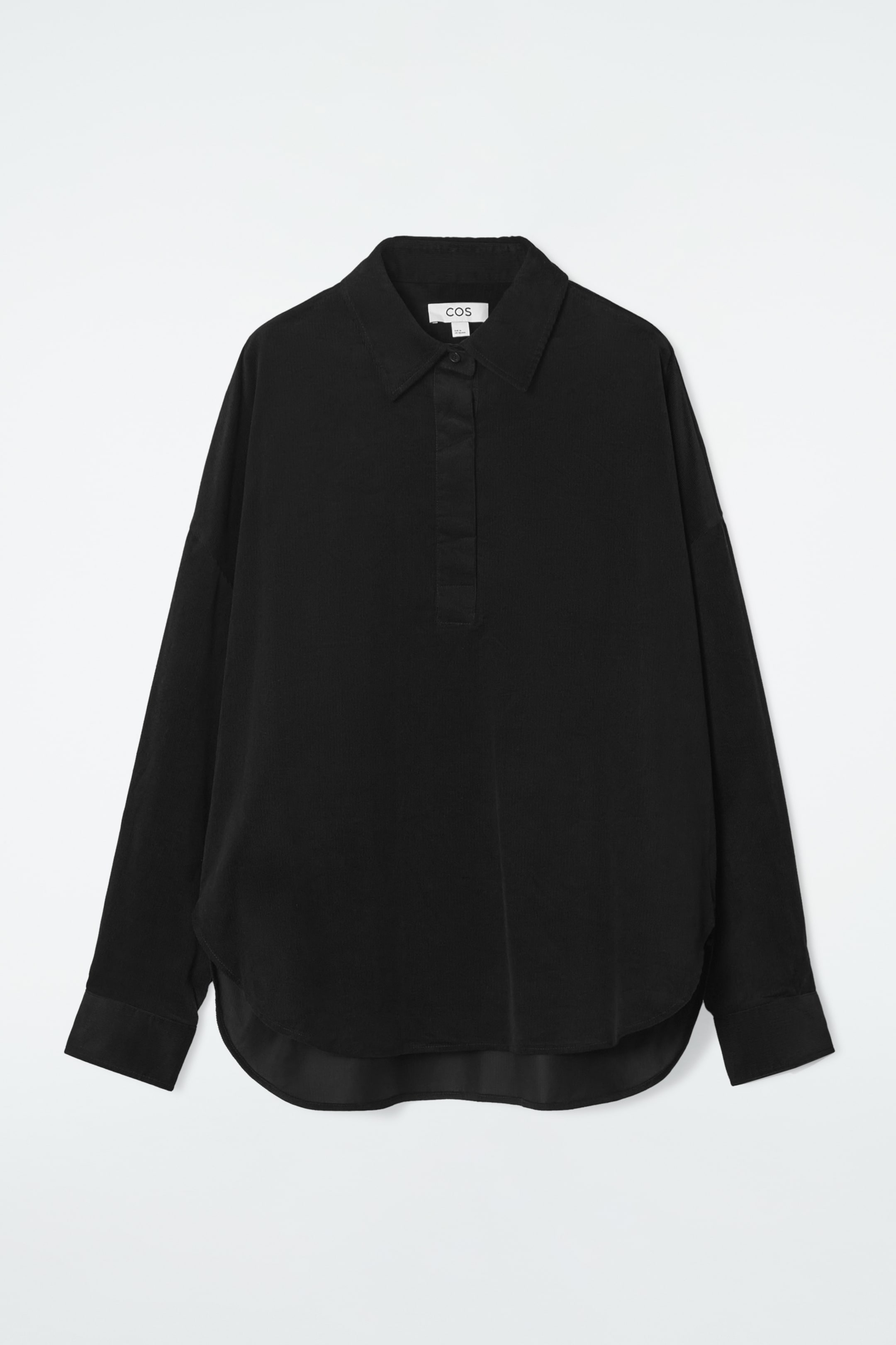 Ingrandisci l'immagine: RELAXED CORDUROY HALF-PLACKET SHIRT - BLACK - DONNA | H&M CH 7