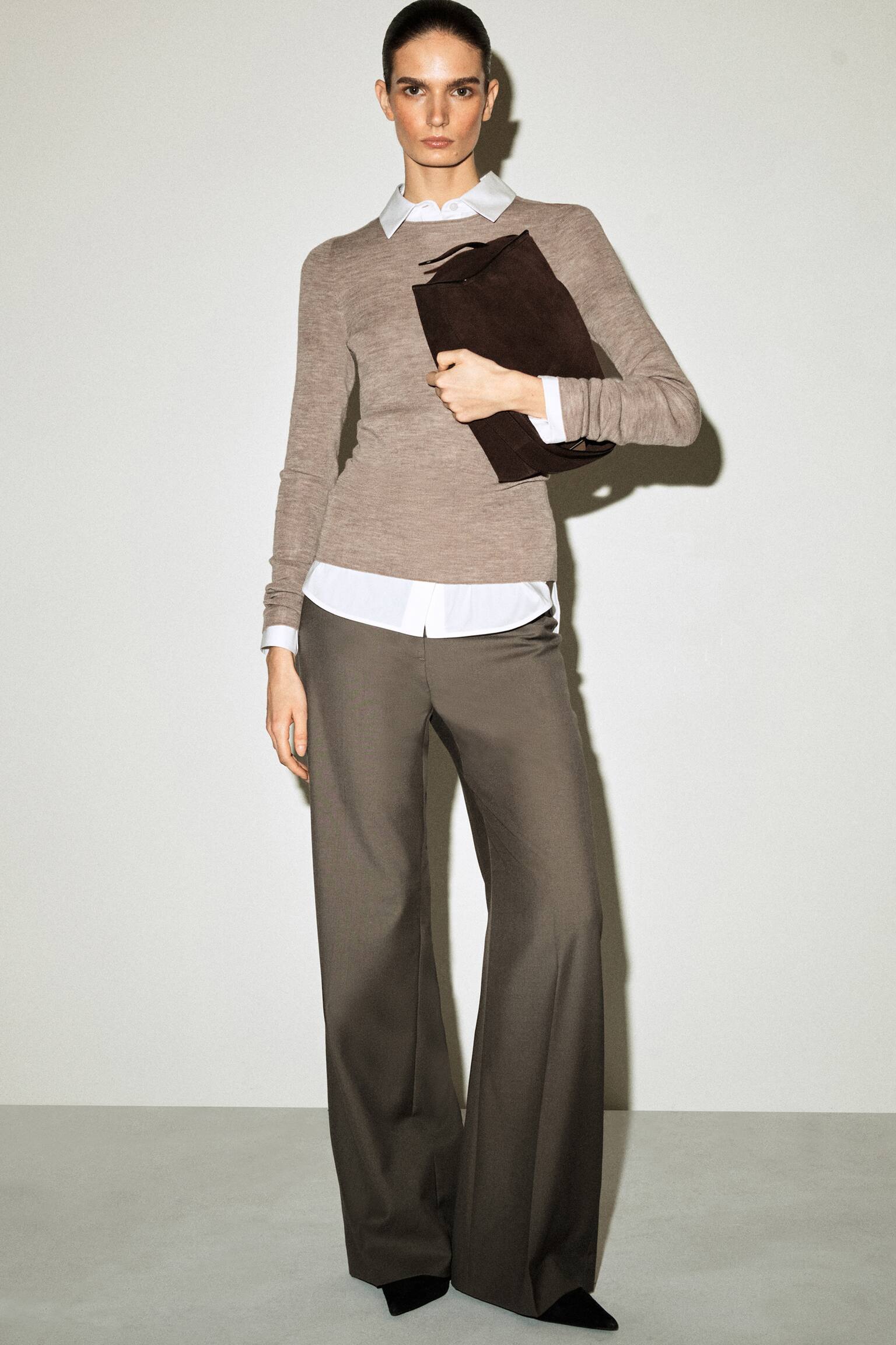 NAHTLOSES LANGARMSHIRT AUS MERINOWOLLE - BEIGE MELIERT/ANTHRAZITGRAU MELIERT - 6