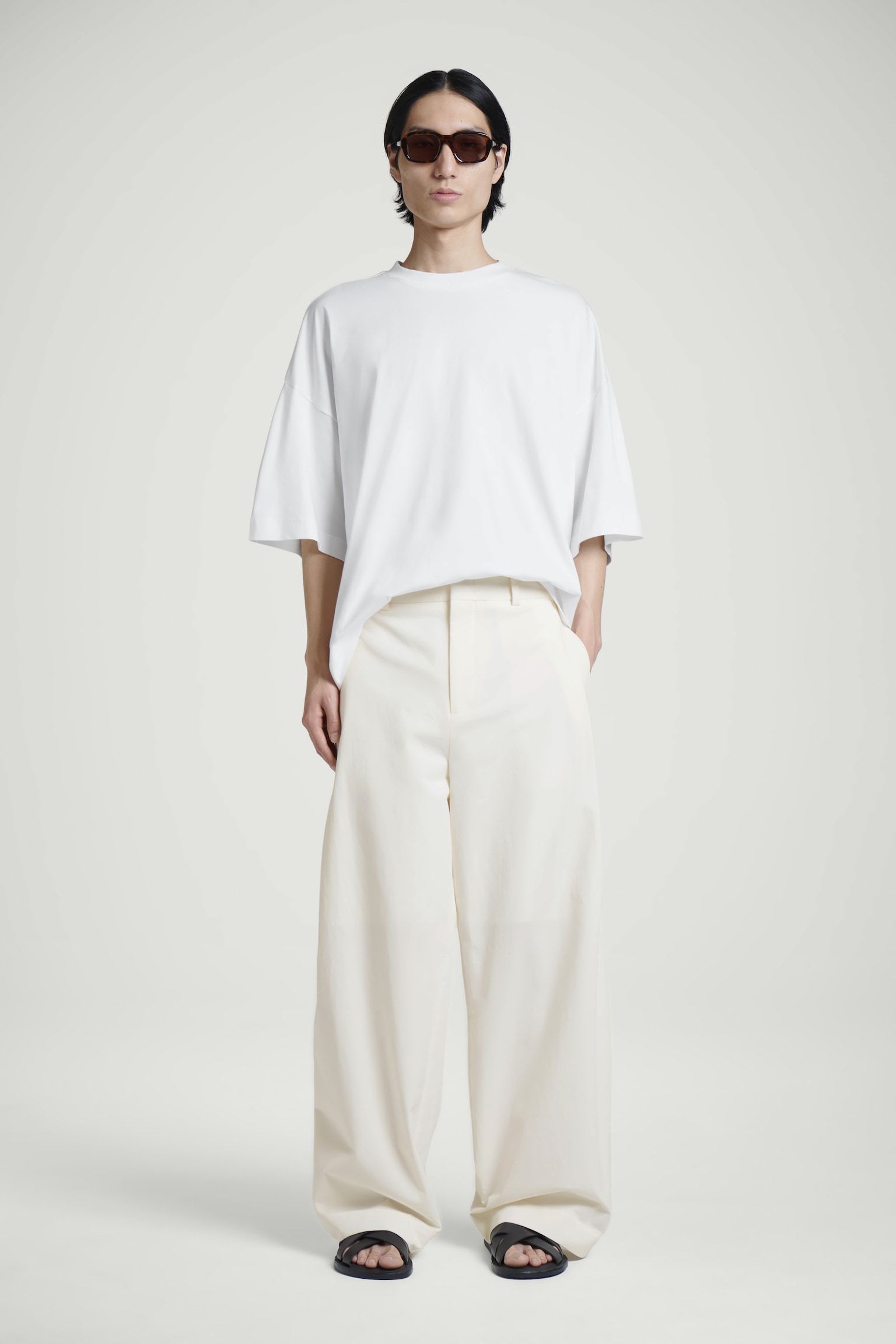 CAMISETA OVERSIZE ALGODÓN EXTRAANCHA - BLANCO/AZUL MARINO - 4