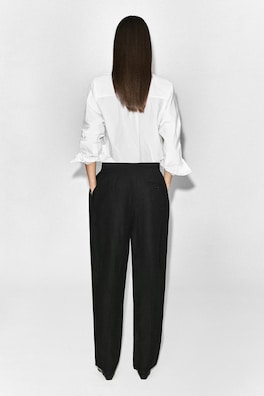 PLEATED-PANEL STRAIGHT-LEG PANTS — BLACK 4