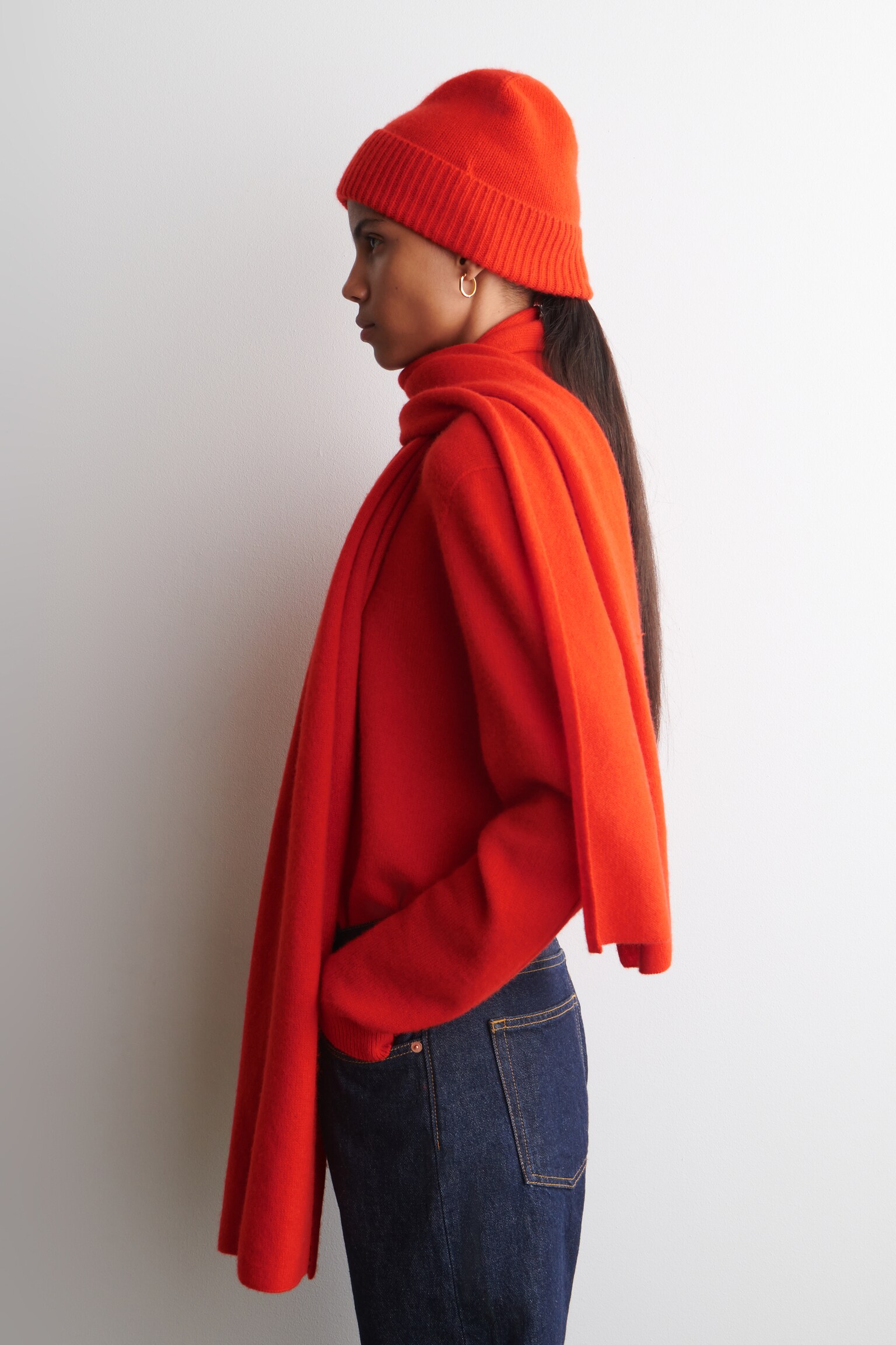 Cachecol de caxemira - LARANJA/AMARELO MANTEIGA/VERDE OLIVA/CASTANHO/CINZA ESCURO/PRETO - 3