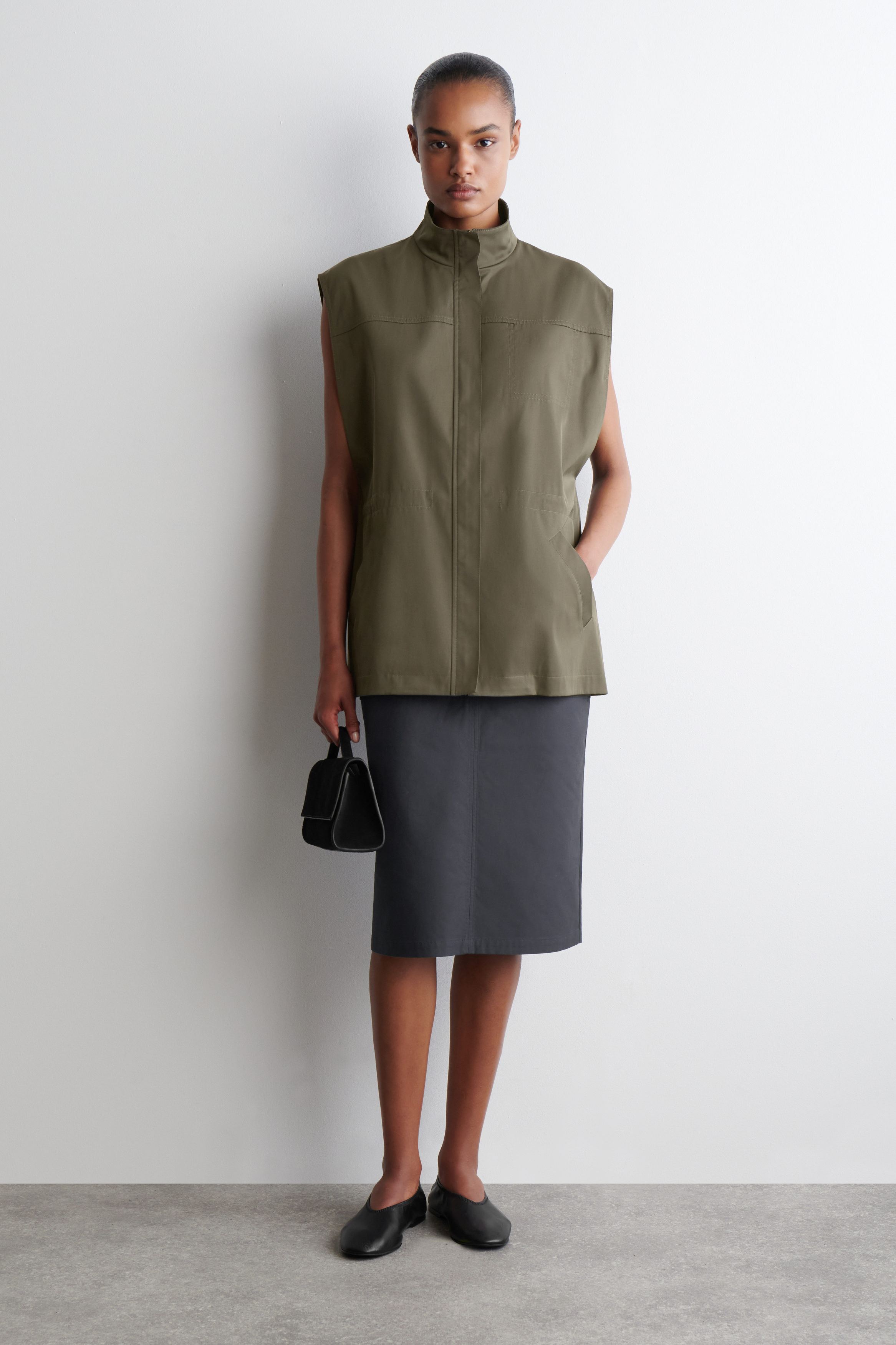 MOCK-NECK UTILITY VEST - KHAKI | COS NL