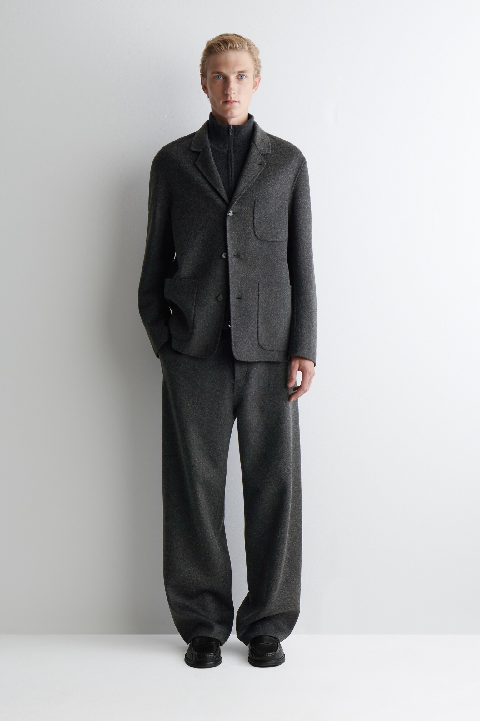 BLAZER DE LANA DESESTRUCTURADO - GRIS MARENGO/MARRÓN - 6