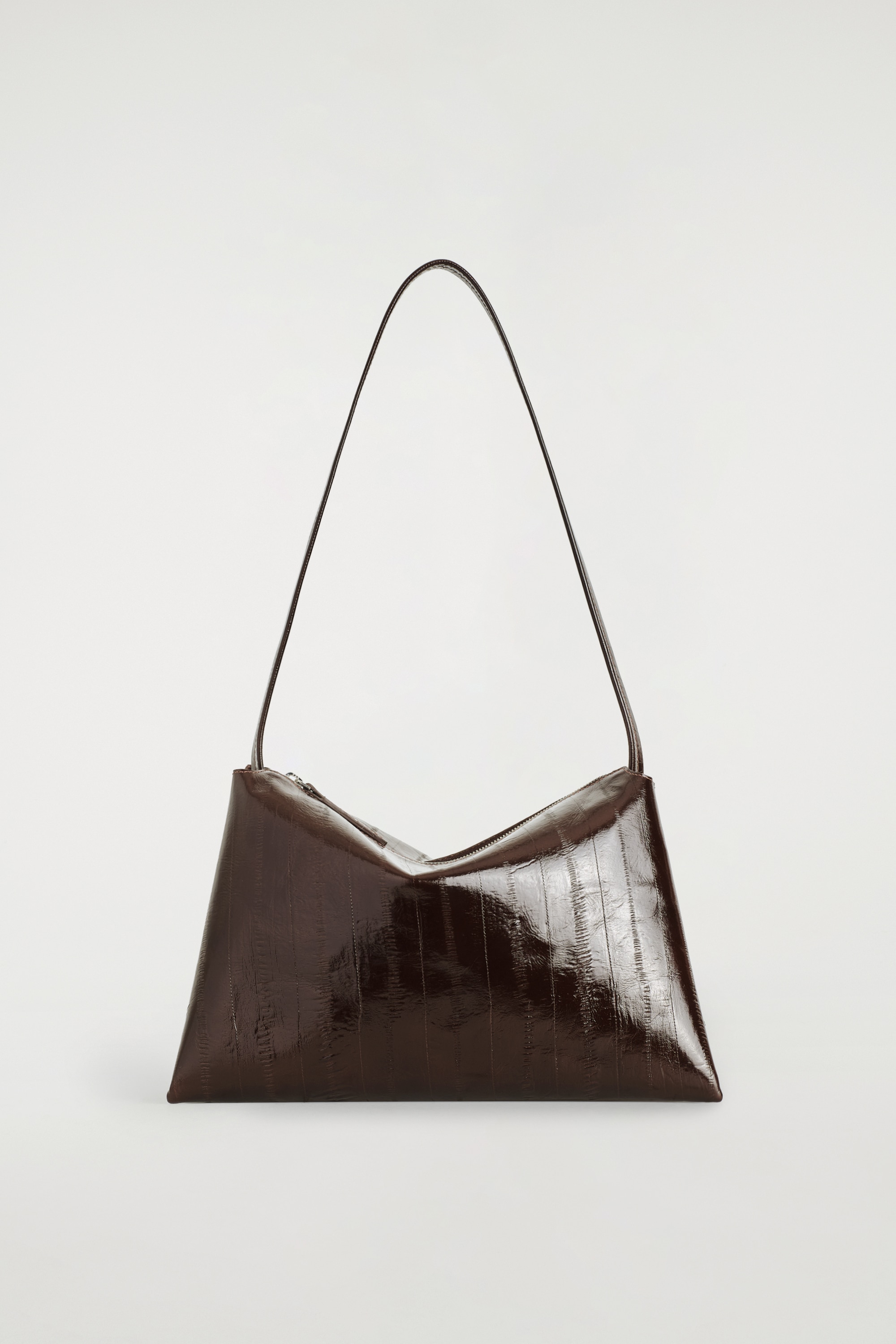 PAVILION SHOULDER BAG - EEL-EFFECT LEATHER - BROWN