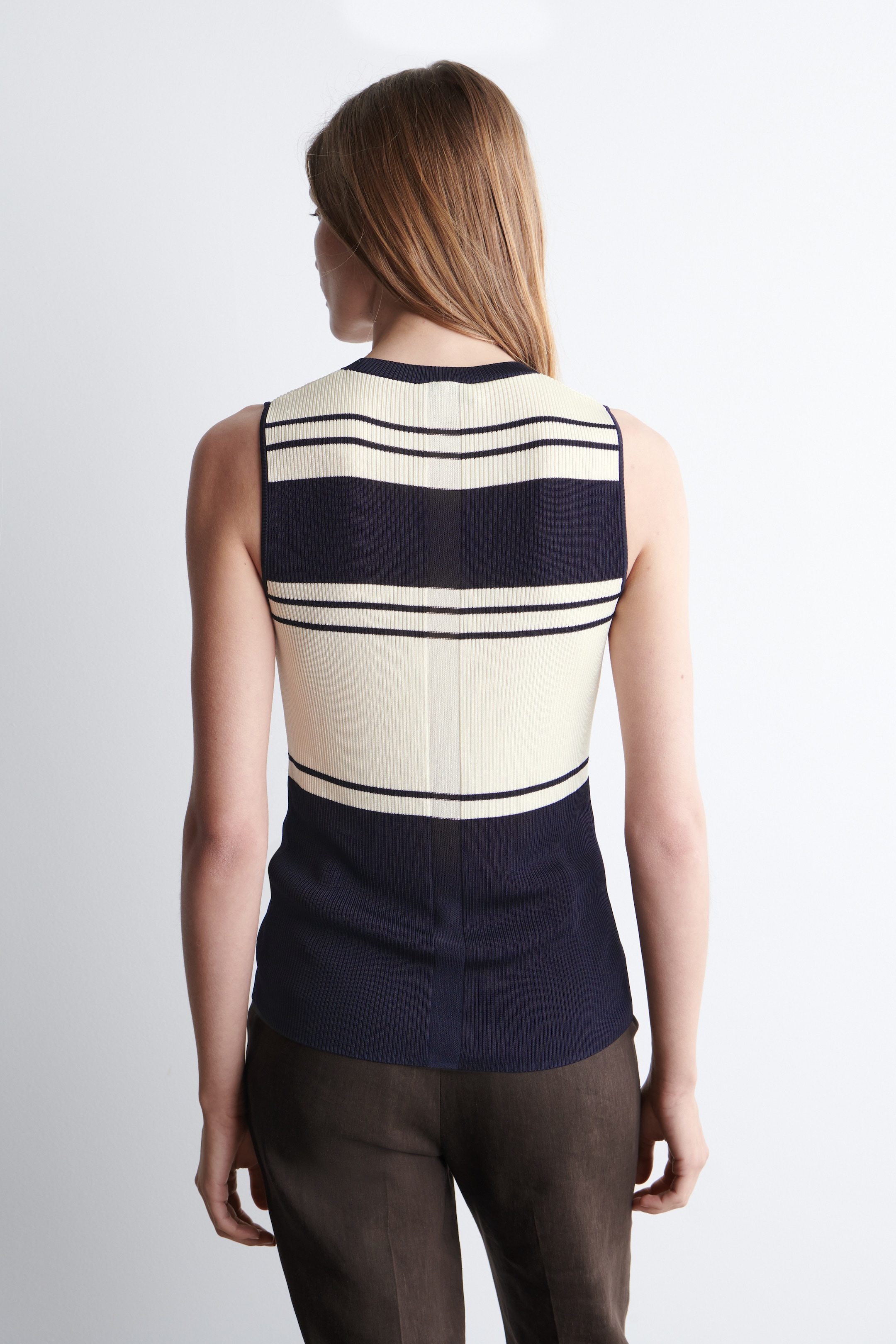 View larger image: RIBBED-KNIT TANK TOP - NAVY / IVORY / STRIPED - Ladies | H&M GB 4