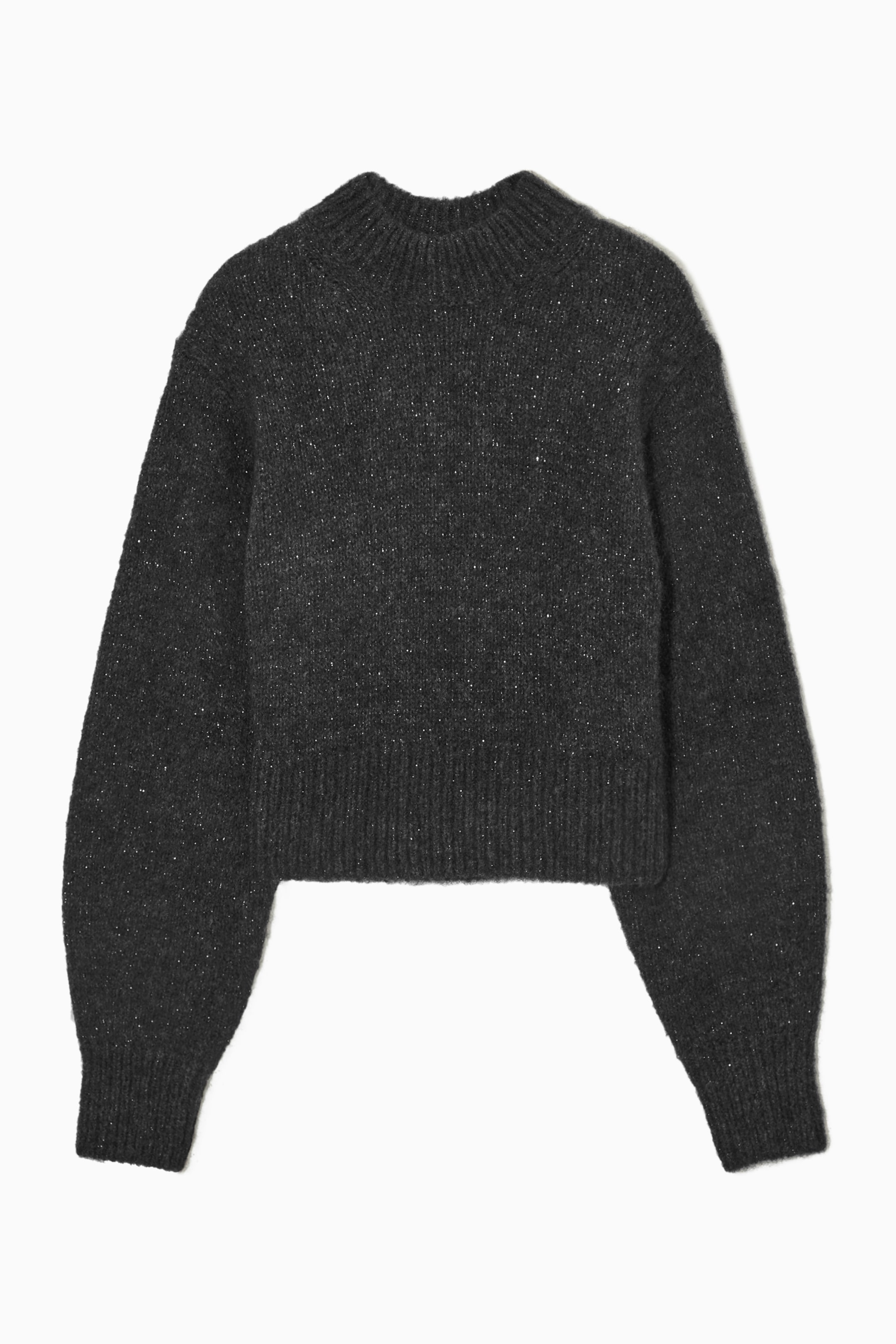 Agrandir l'image: PULL COURT COL MONTANT ALPAGA MÉLANGÉ - Gris foncé - FEMME | H&M CH 1