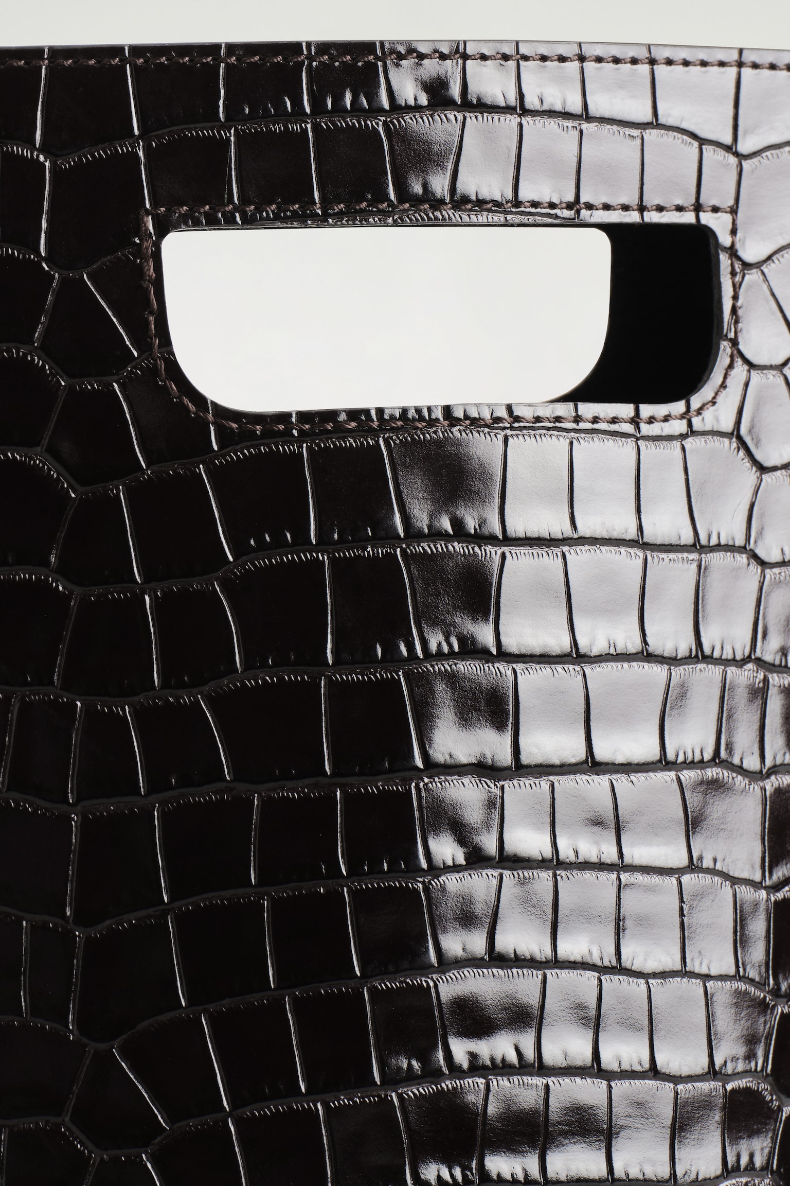 FOLIO MINI BAG - CROC-EMBOSSED LEATHER - BROWN - 3