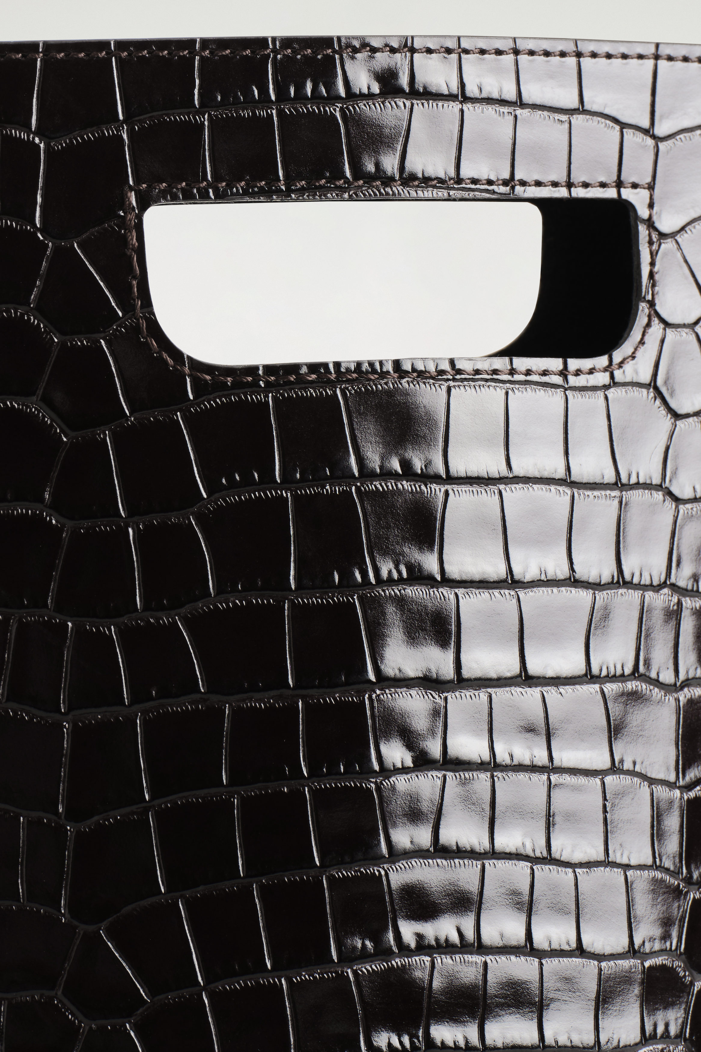 FOLIO MINI BAG - CROC-EFFECT LEATHER - BROWN | COS CH