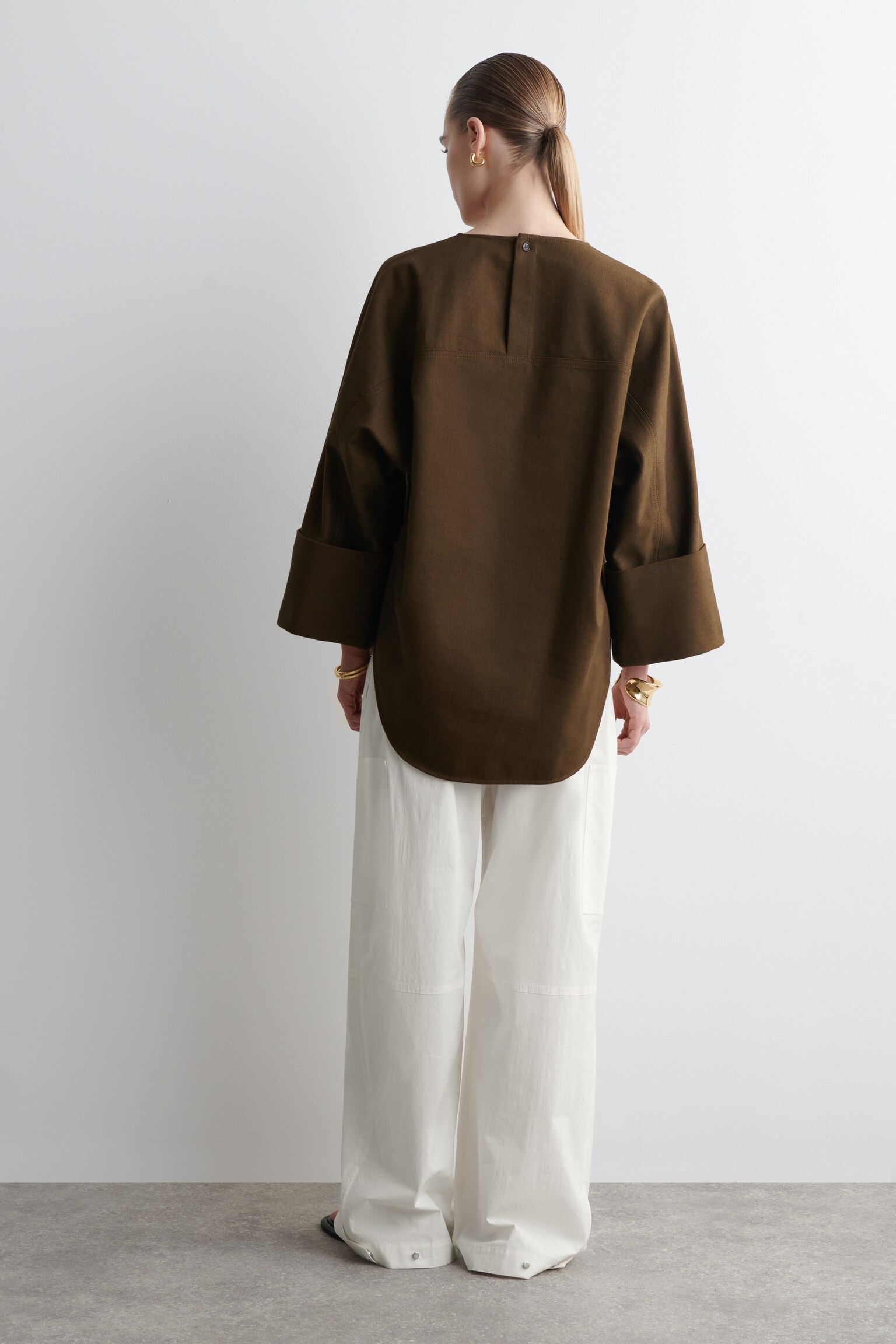 HAUT OVERSIZE EN DENIM - BRUN - 4
