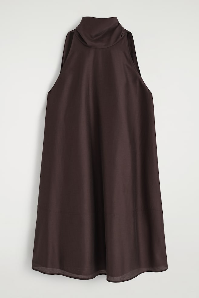 Virtaileva kaulakiinnitteinen minimekko - tummanruskea/Vaaleanvihreä - 1
