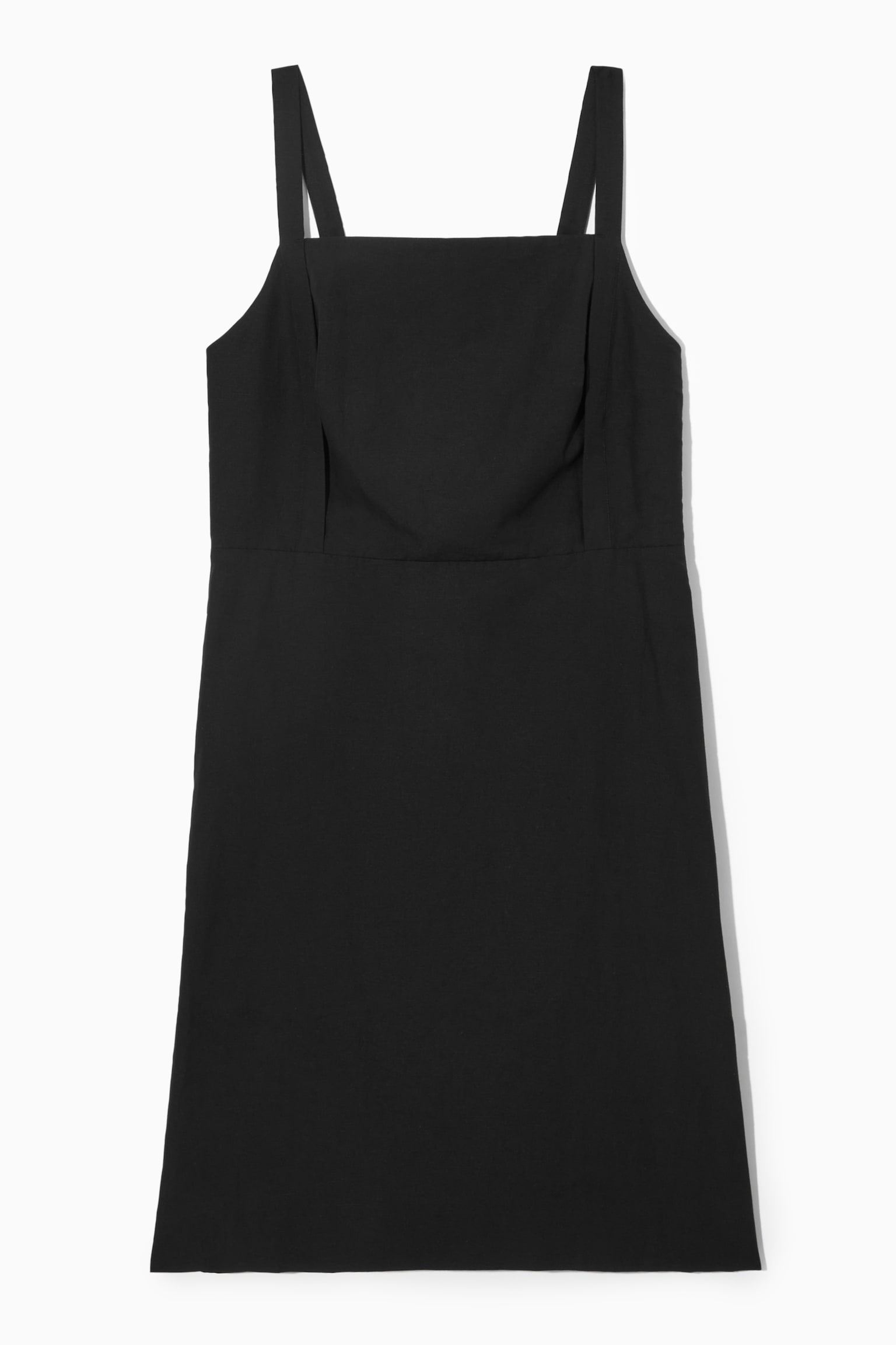 OPEN-BACK MINI PINAFORE DRESS - BLACK