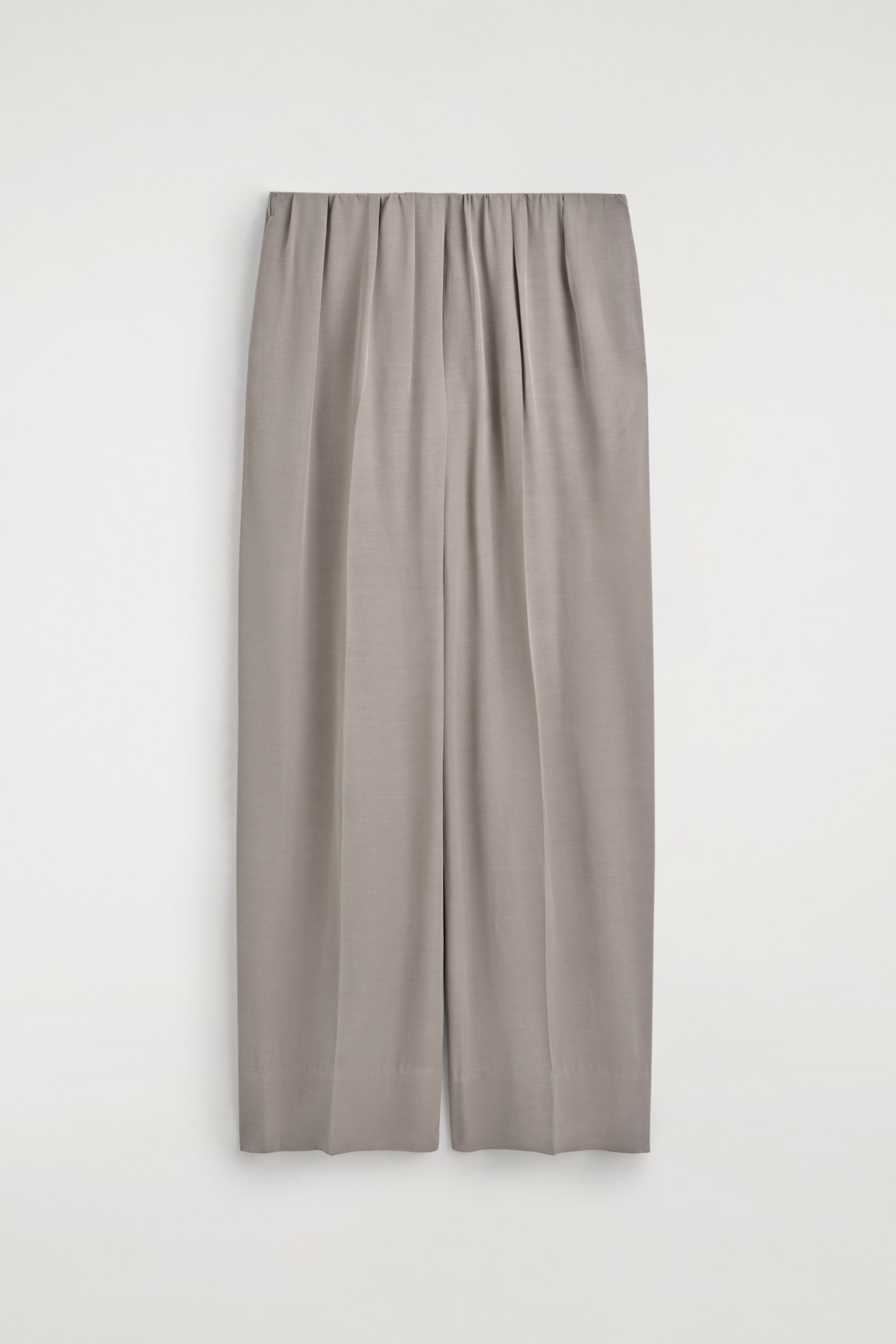 ELASTICATED TWILL STRAIGHT-LEG TROUSERS - אפור בהיר/שחור - 1