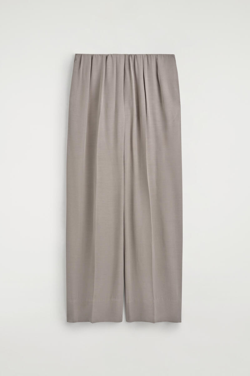 Elasticated Twill Straight-Leg Pants