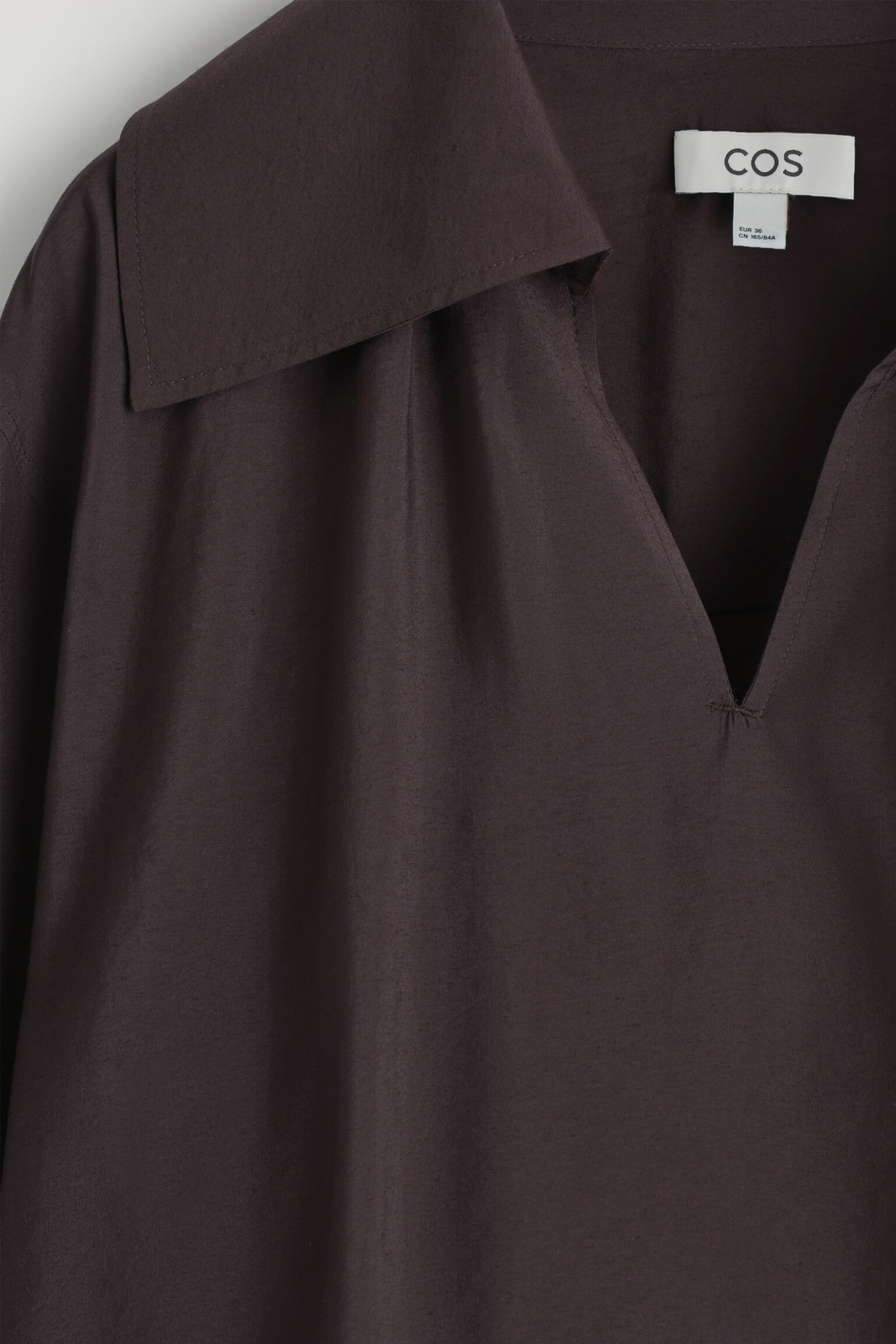 BLUSA IN MODAL CON COLLETTO AMPIO - MARRONE SCURO/ÉCRU - 3