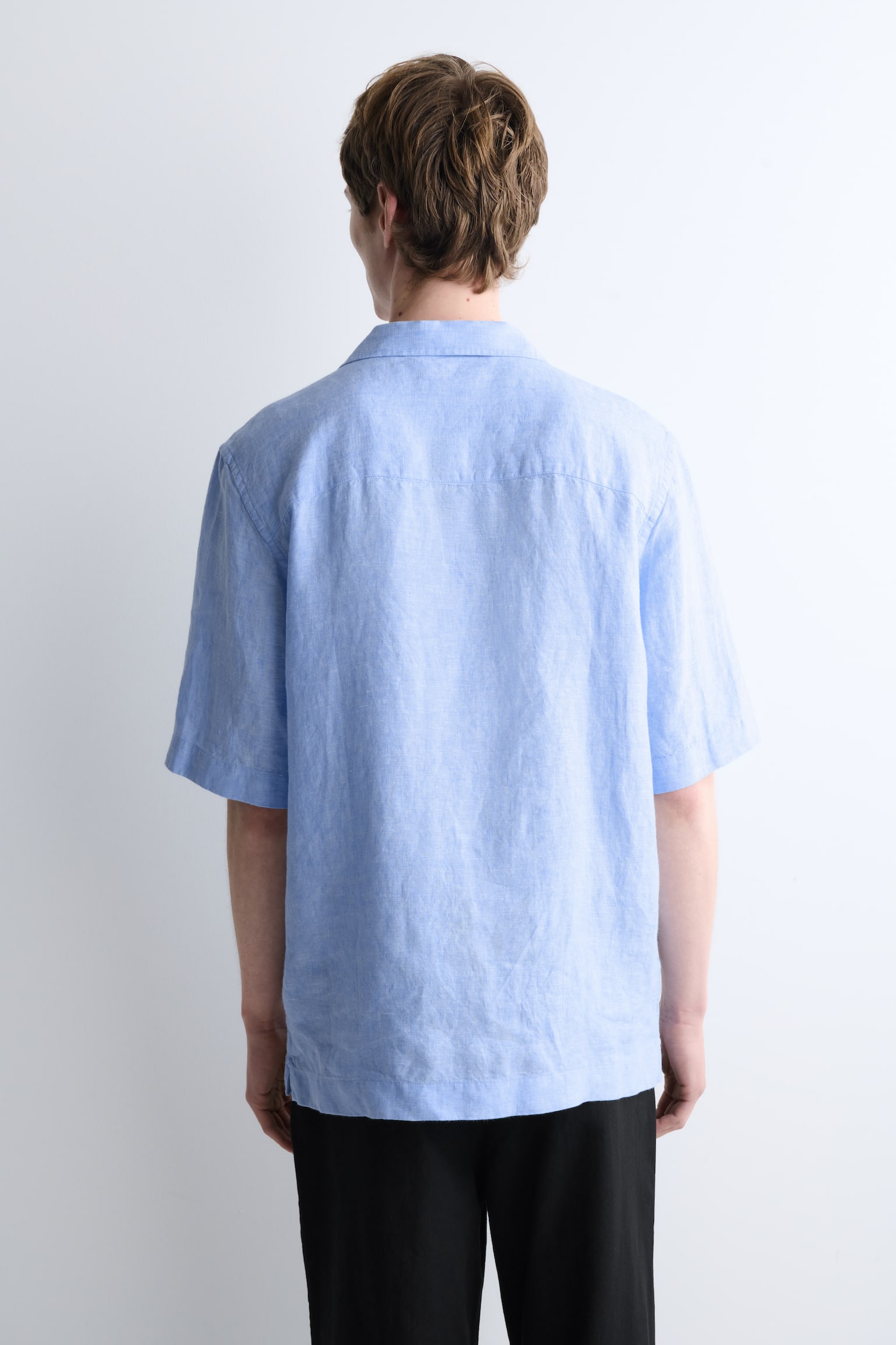 LEINENHEMD MIT KURZEN ÄRMELN UND REVERSKRAGEN - HELLBLAU - 5