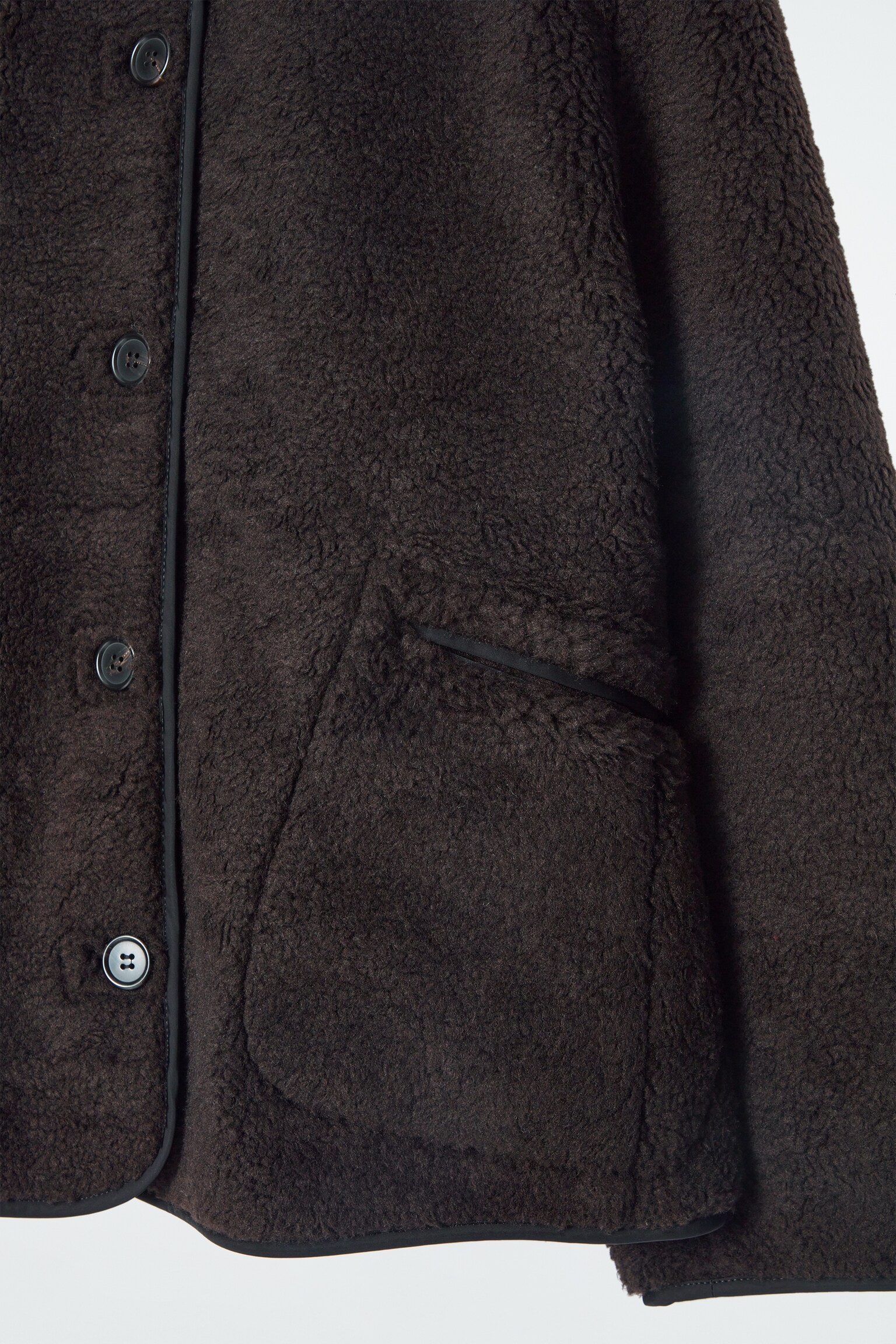COLLARED TEDDY JACKET - DARK BROWN/IVORY - 2