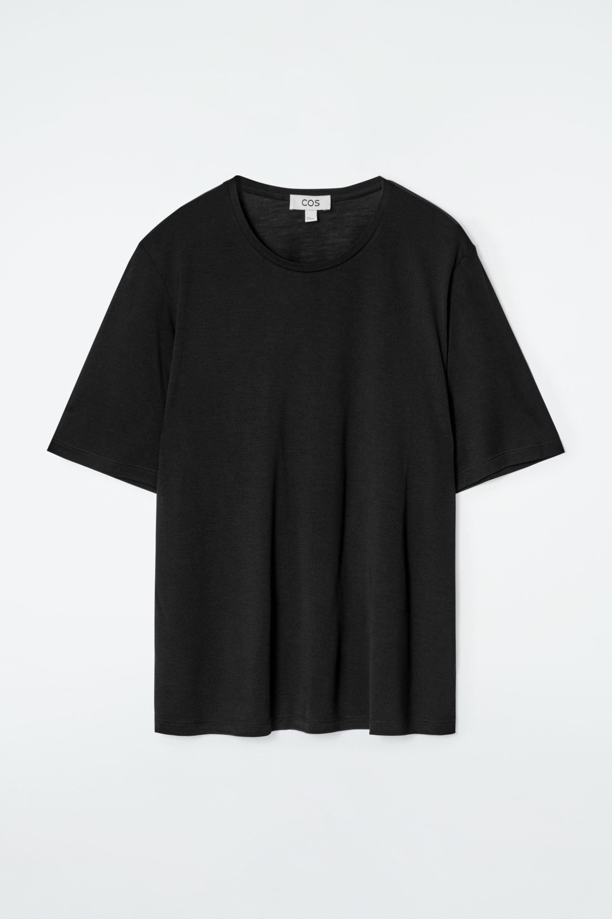 ★COOR★ Finest Silk Overfit T-Shirt Black CXD3TS01V-BLK SILK T-SHIRT - BLACK | COS