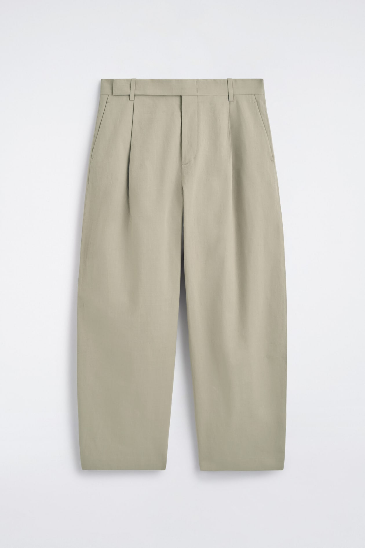 COTTON-LINEN RELAXED-FIT BARREL-LEG PANTS