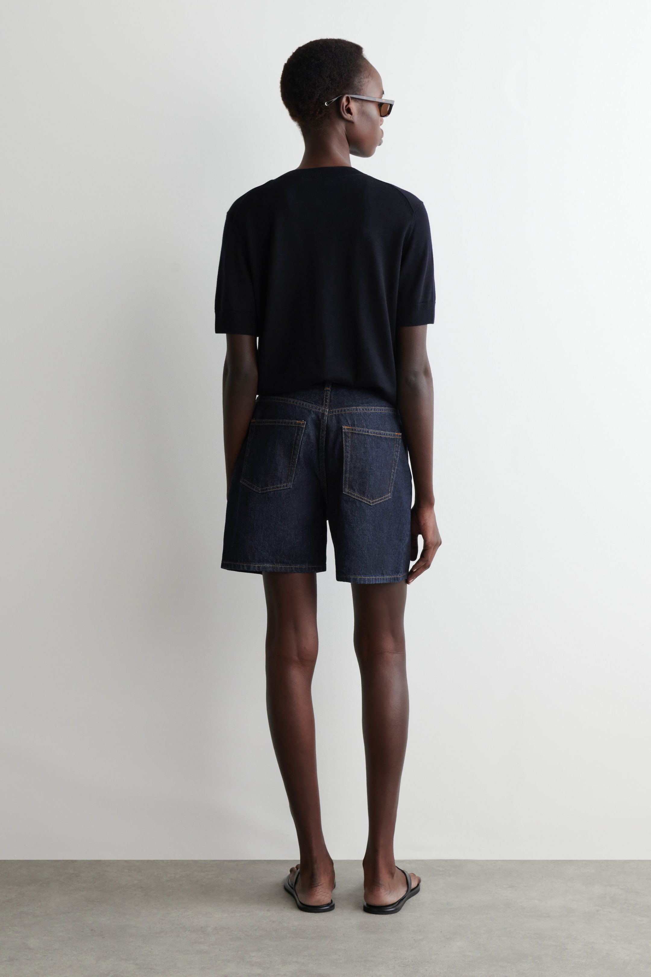 HIGH-RISE DENIM SHORTS