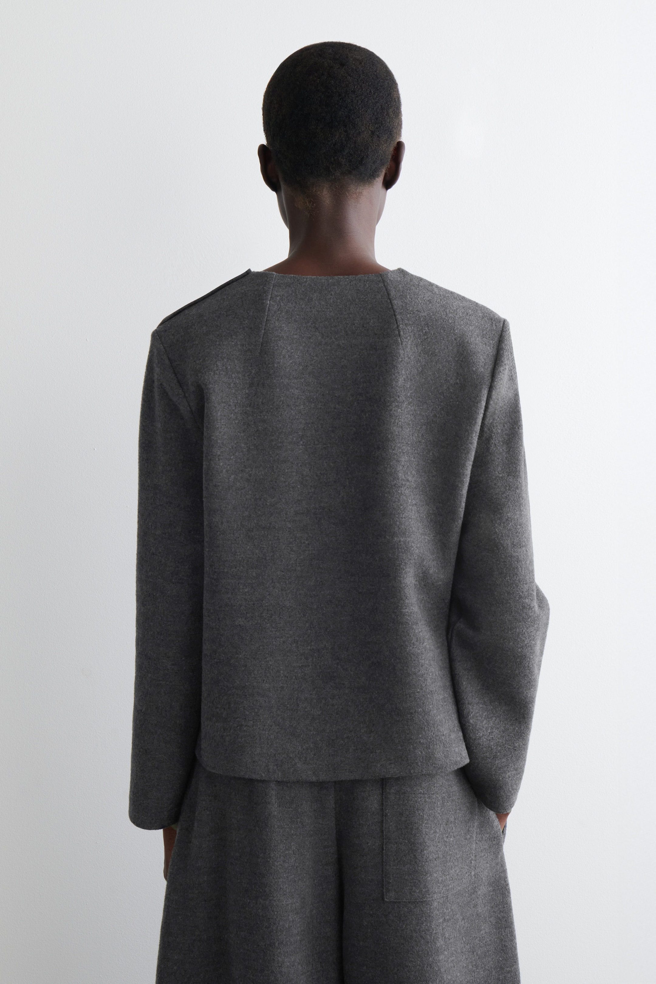 BUTTON-DETAIL BOILED-WOOL SWEATSHIRT