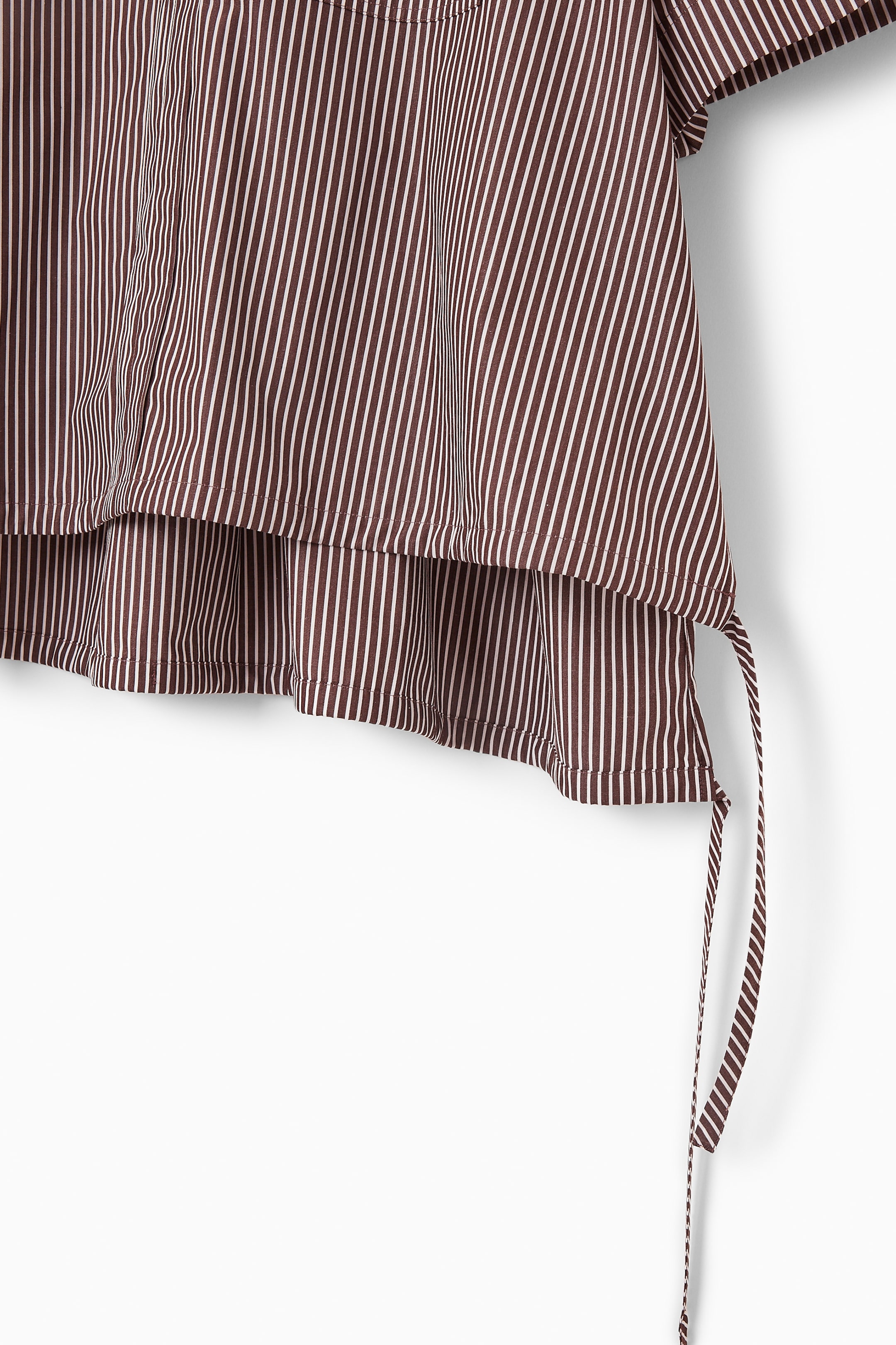 View larger image: OPEN-COLLAR DRAWSTRING BLOUSE - BROWN / STRIPED - Ladies | H&M GB 3