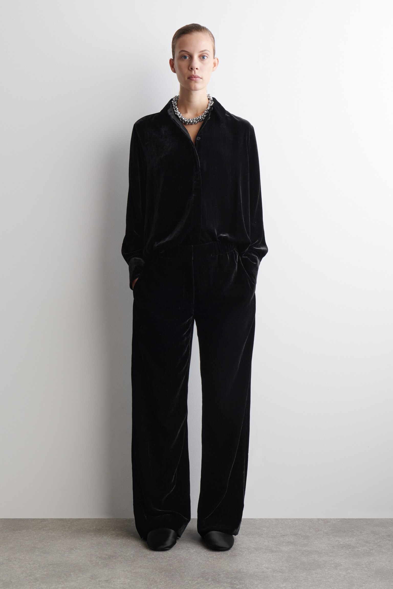 PADDED SATIN MULES - BLACK - 1