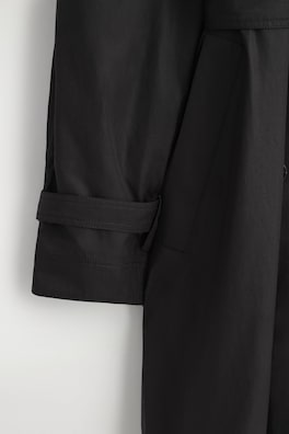mock-NECK COTTON TRENCH COAT — BLACK 9