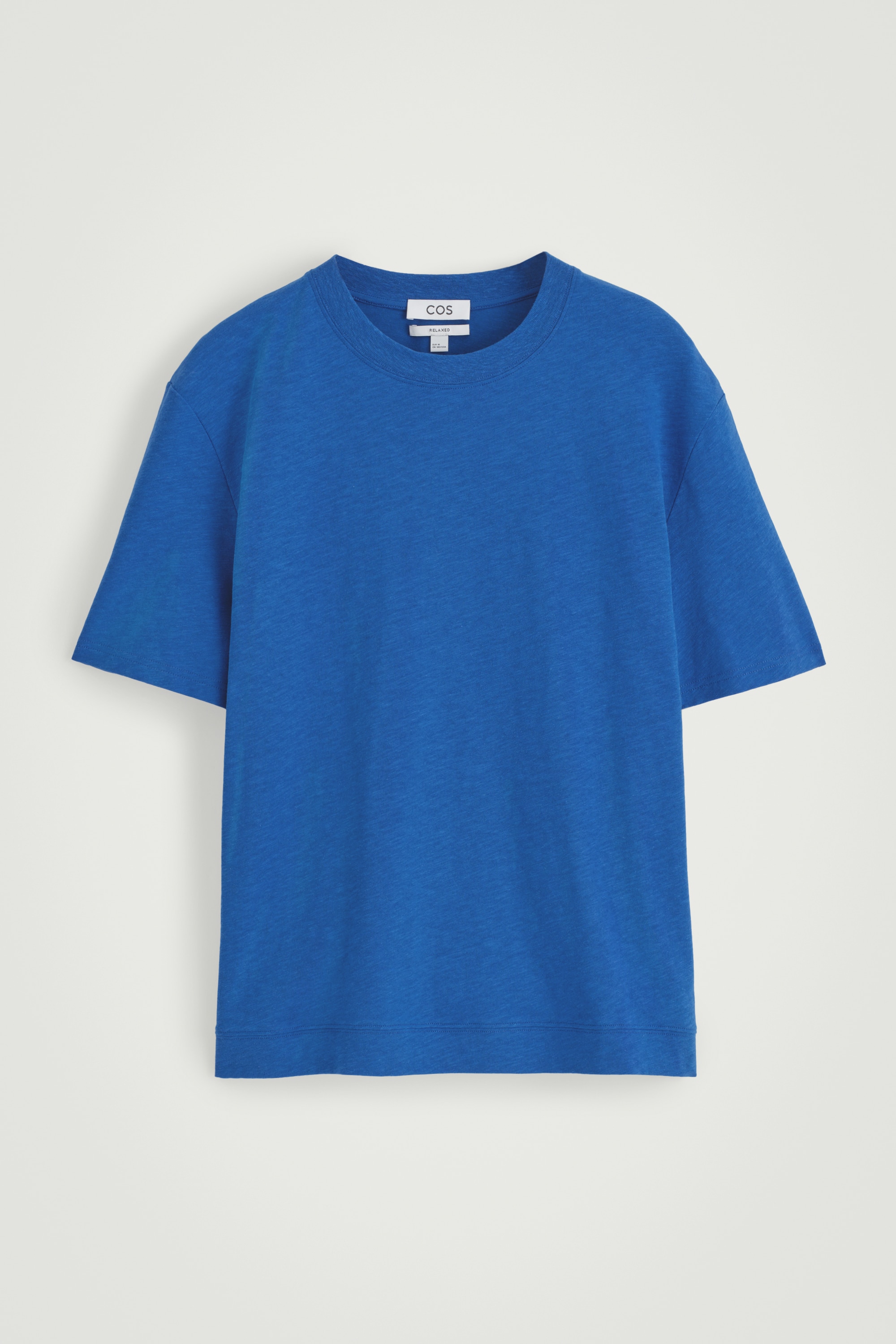 T-SHIRT IN COTONE E LINO FIAMMATO TAGLIO RILASSATO - BLU/ALBICOCCA/BIANCO