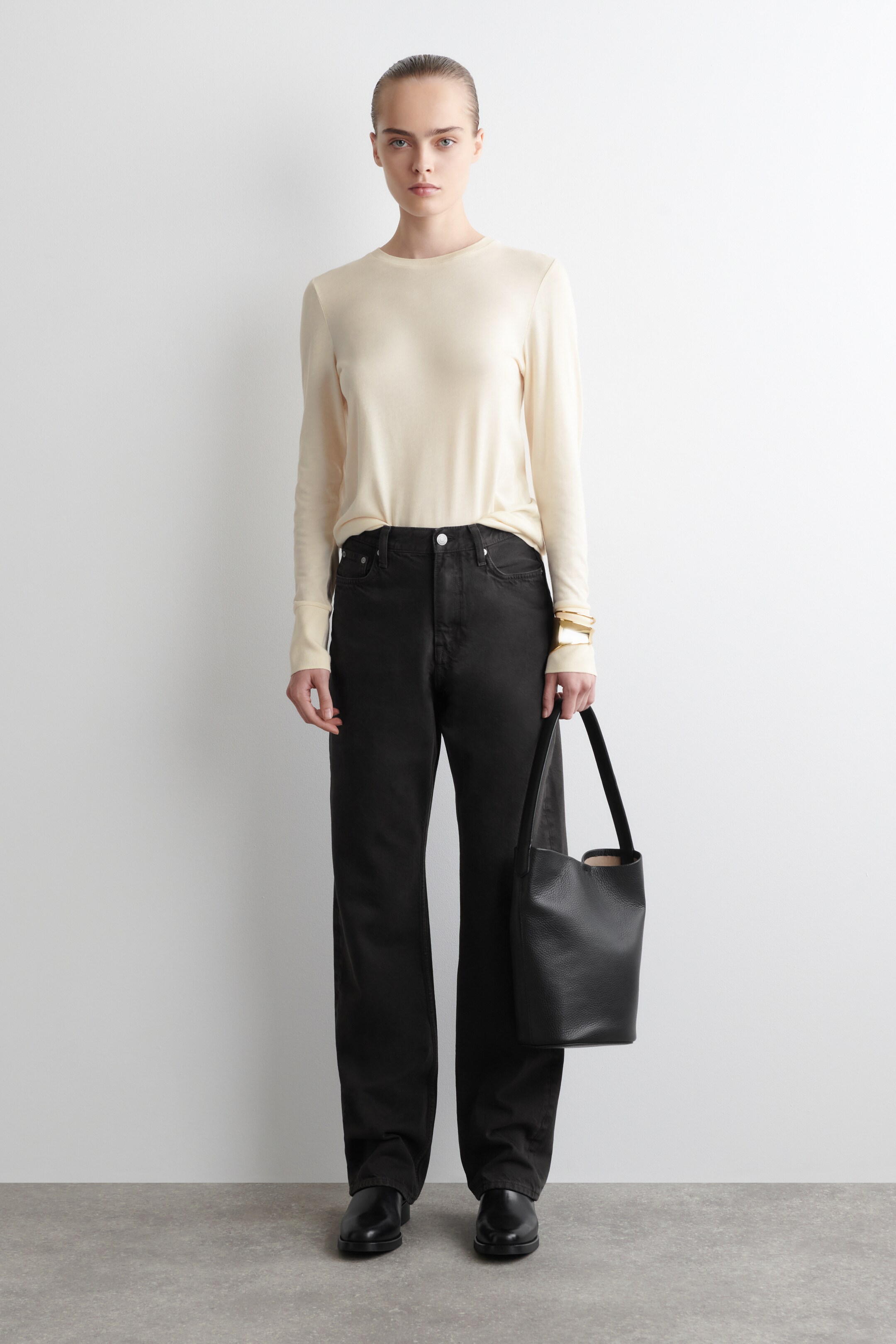 Nagyobb kép megtekintése: HOSSZÚ UJJÚ PAMUT JERSEY FELSŐ - OFF-WHITE - NŐI | H&M HU 3