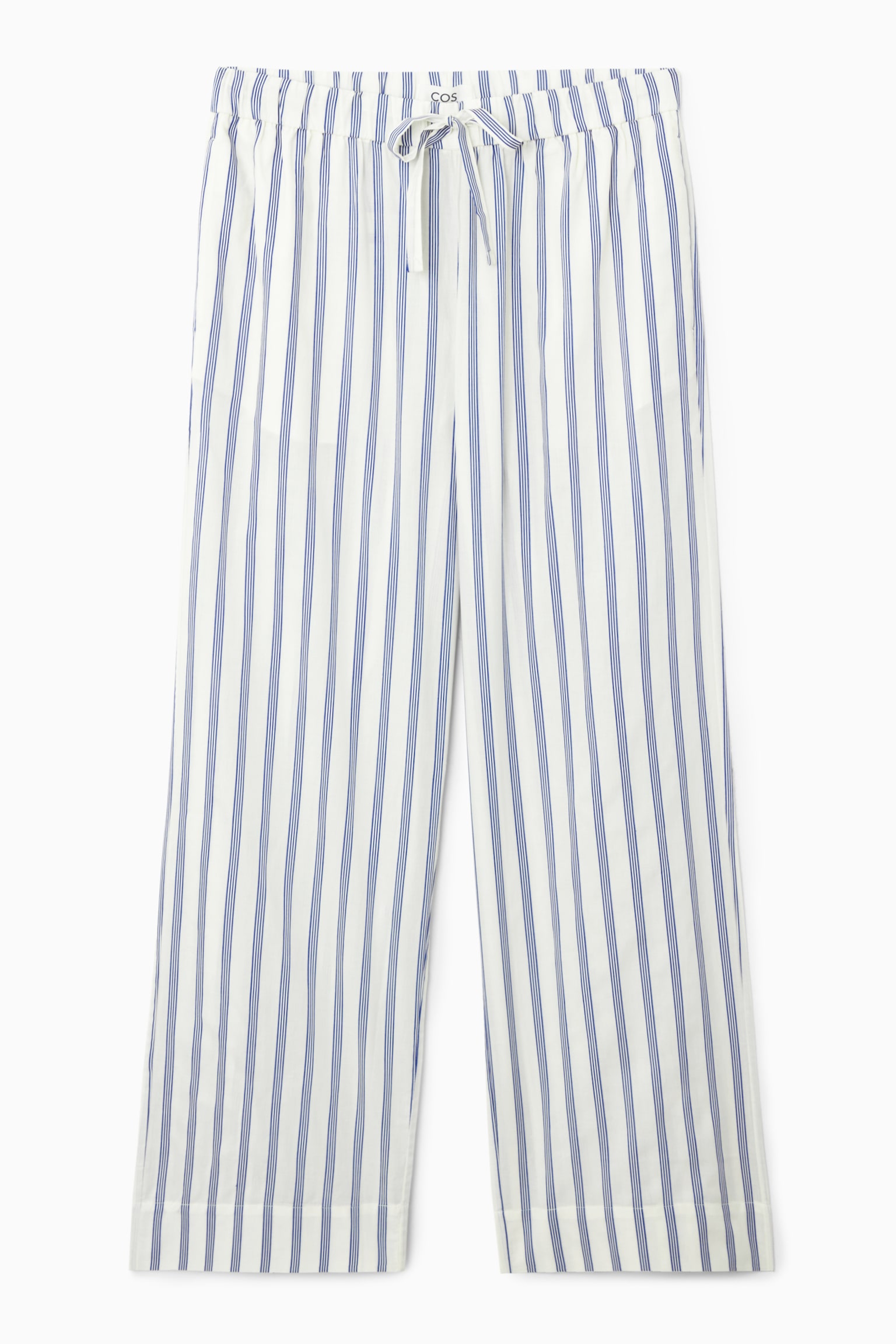 STRIPED POPLIN PYJAMA TROUSERS - WHITE / BLUE / STRIPED