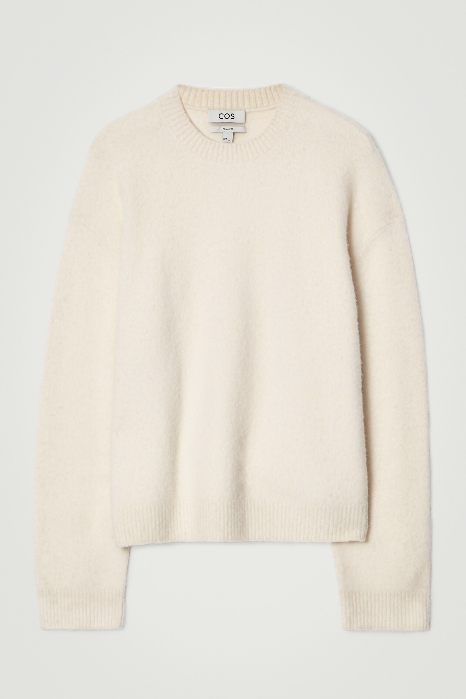 BRUSHED-WOOL CREW-NECK JUMPER - OFF-WHITE/BRIGHT RED