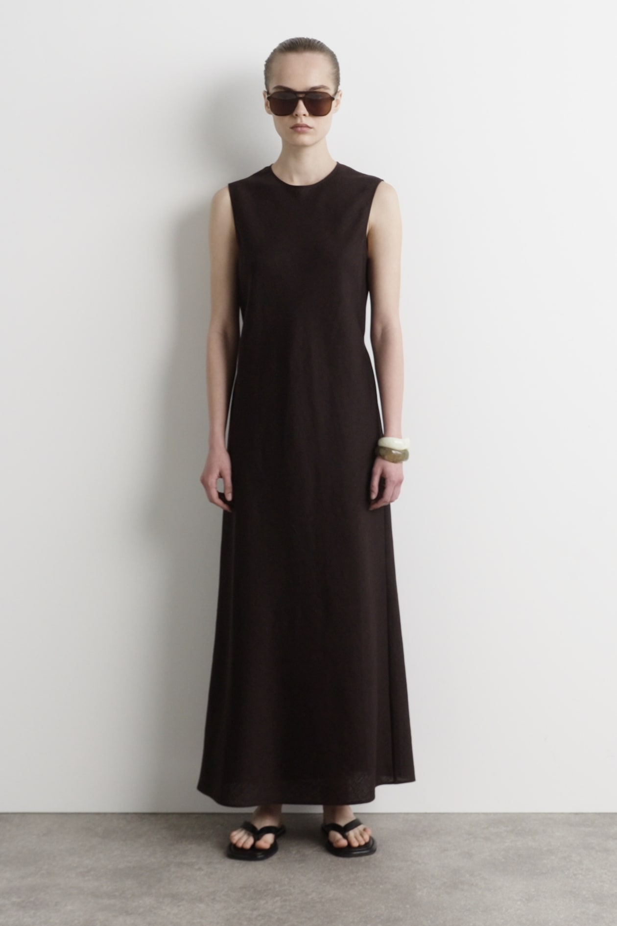 BIASCUT LINENBLEND MIDI DRESS