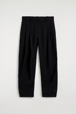 PLEATED TWILL BALLOON TROUSERS — BLACK 7