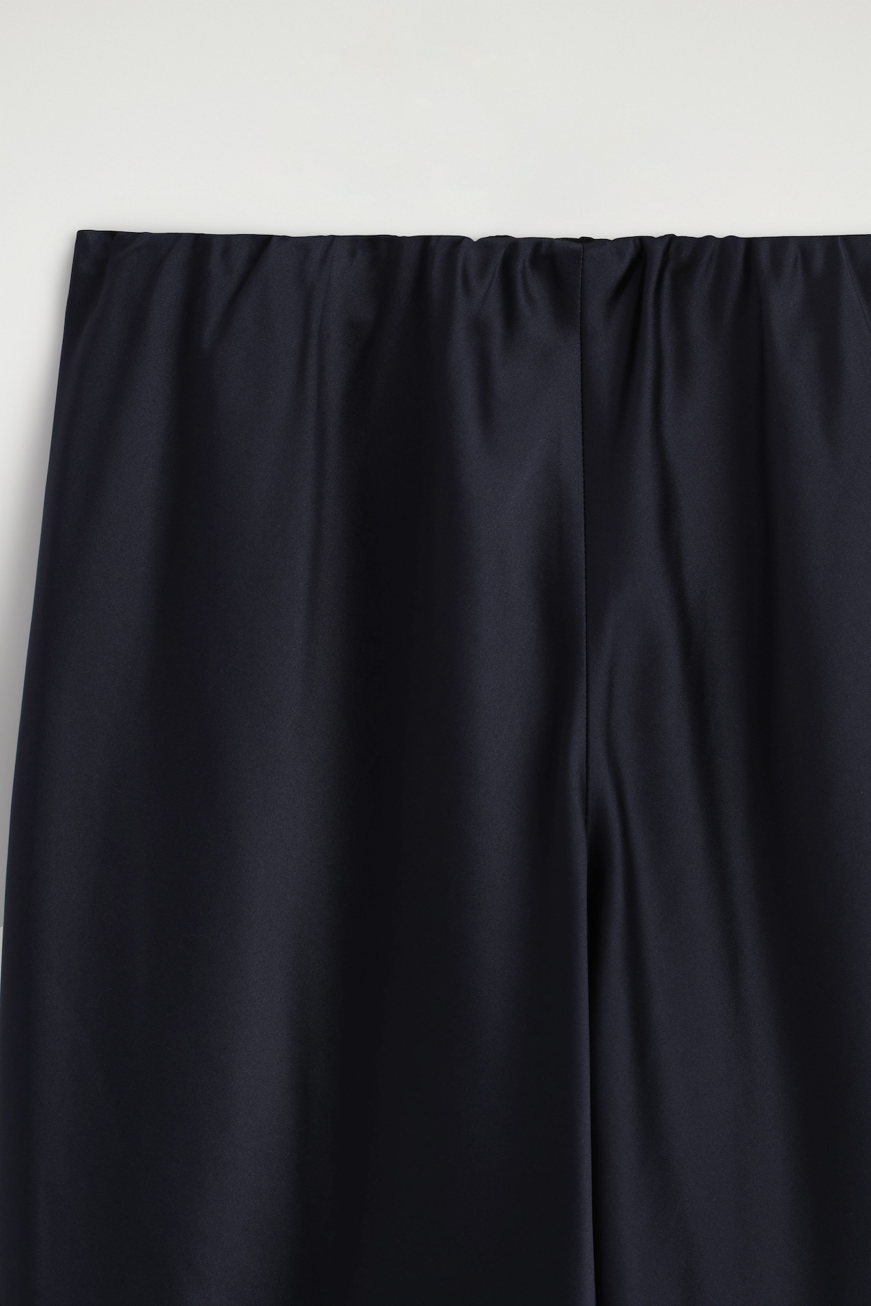 SATIN WIDE-LEG PANTS — NAVY