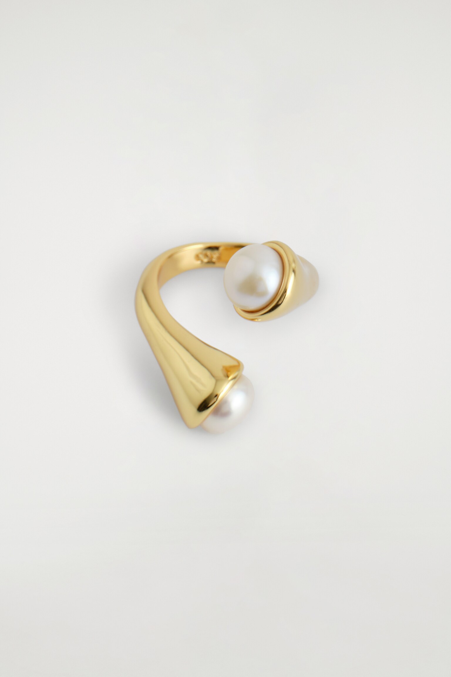 TWISTED FRESHWATER PEARL RING - GOLD - 2