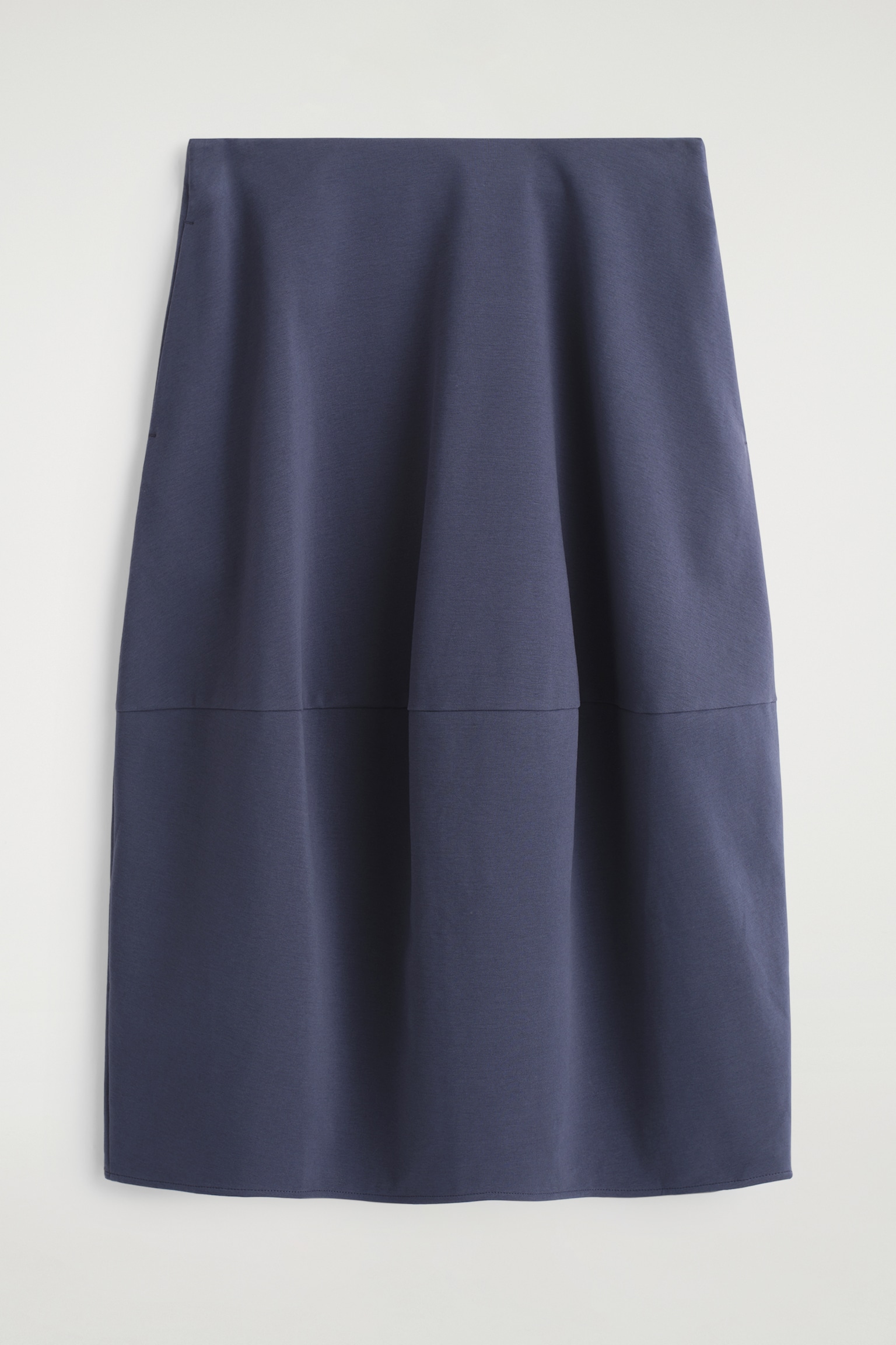 JUPE MIDI SILHOUETTE ARRONDIE EN COTON - BLEU MARINE/NOIR - 2