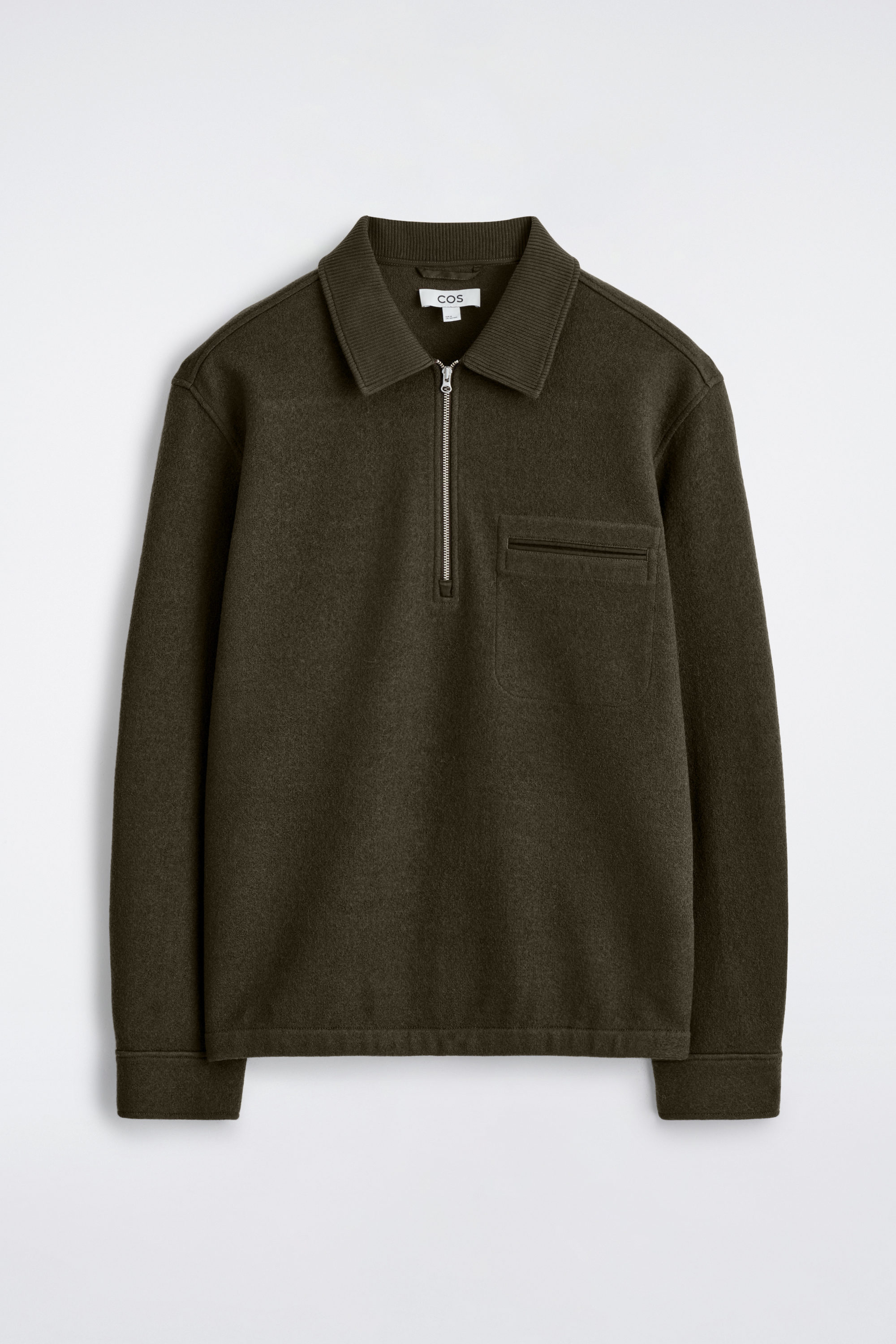 BOILED-WOOL ZIP-UP POLO SWEATER - KHAKI | COS US