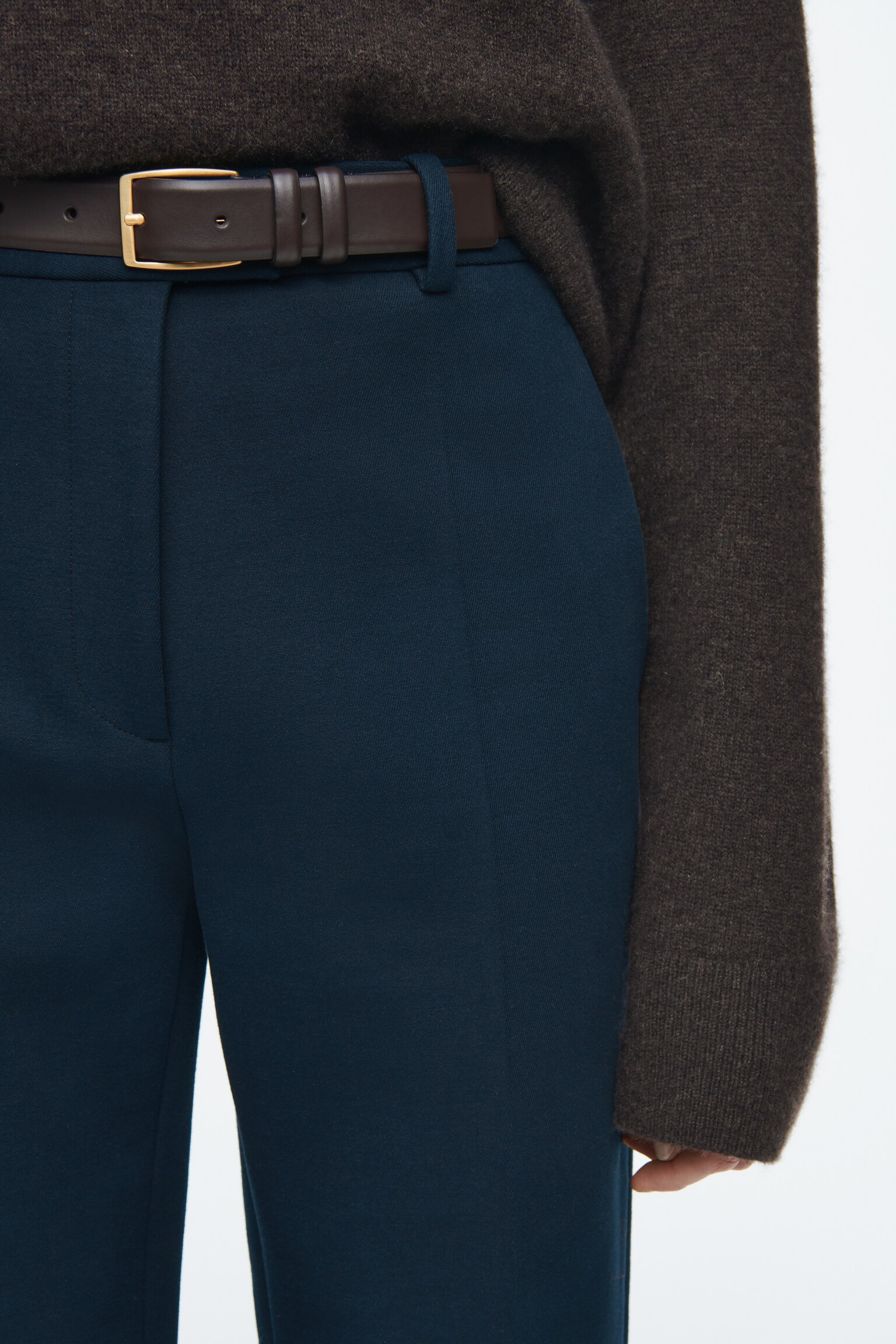 REGULAR COTTON SLIM-LEG TROUSERS - NAVY - 4