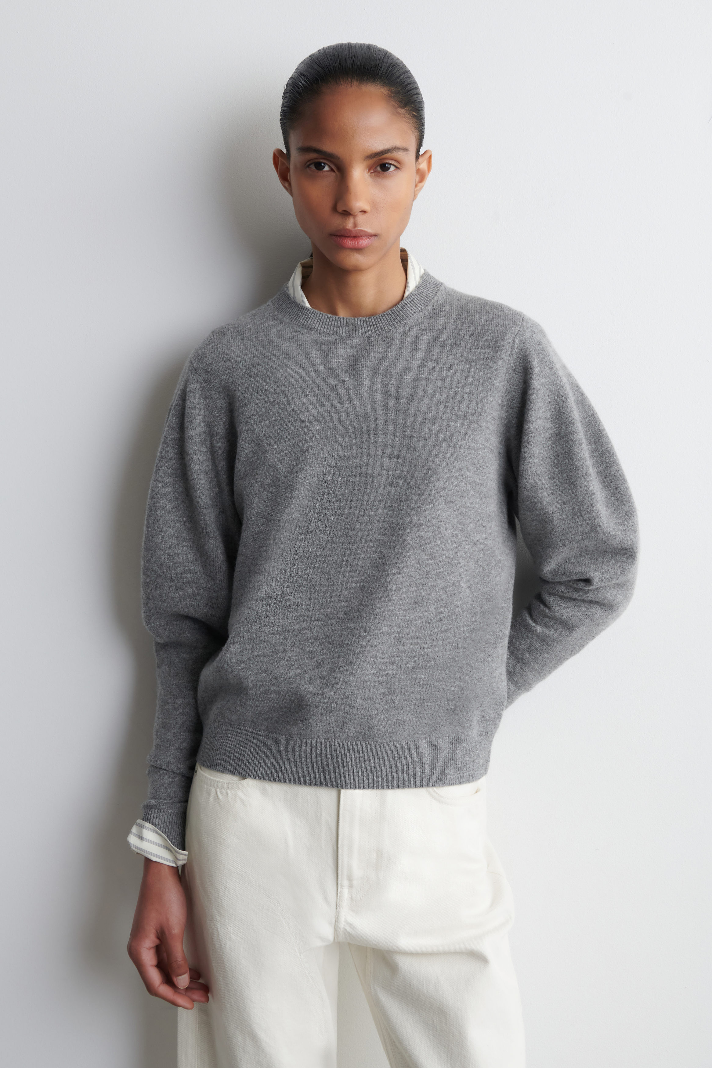 BALLOON-SLEEVE MERINO WOOL SWEATER - GRAY | COS US