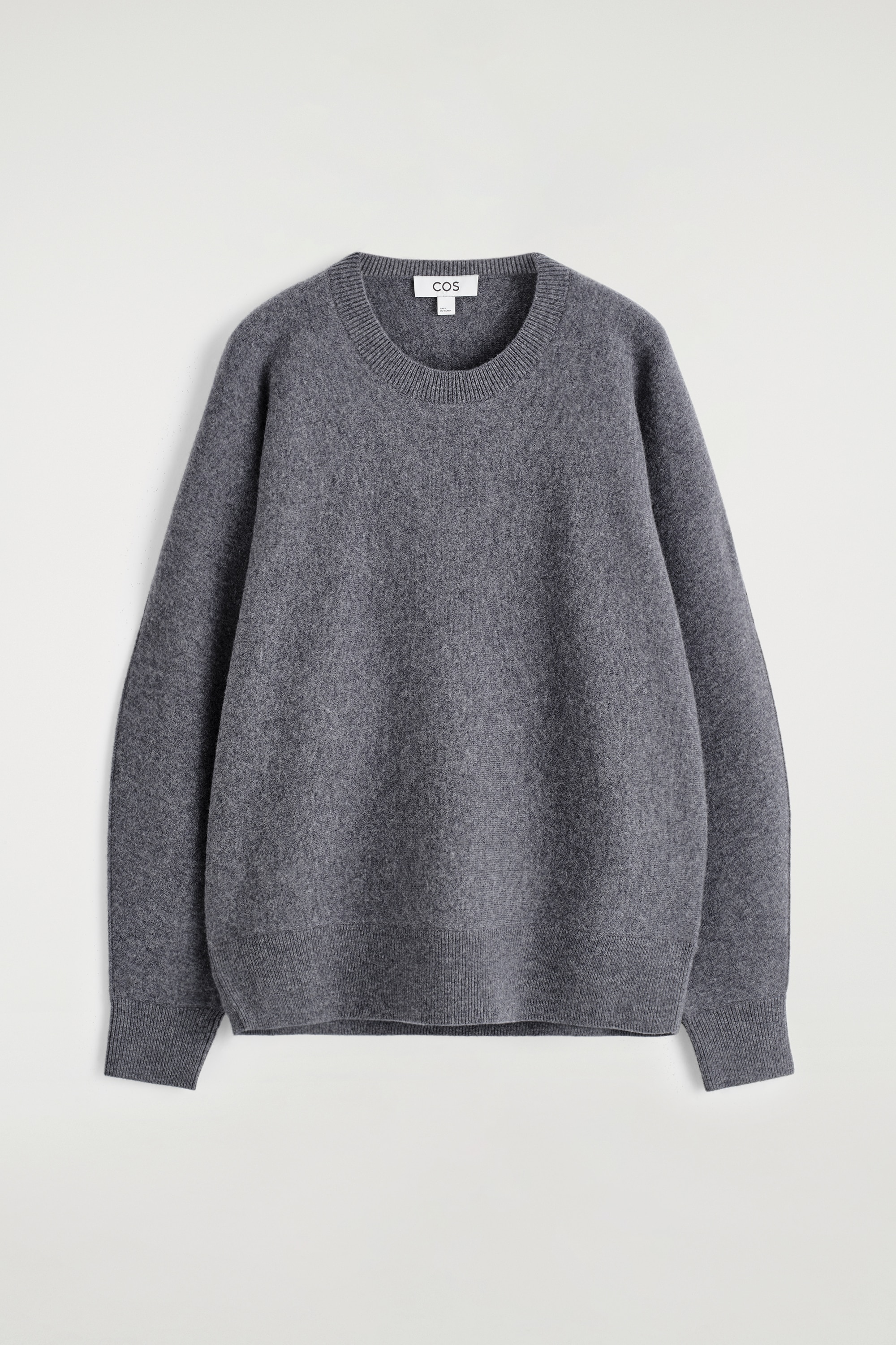 ROUNDED DOUBLE-FACED WOOL JUMPER - GREY MÉLANGE/DARK GREEN/WHITE