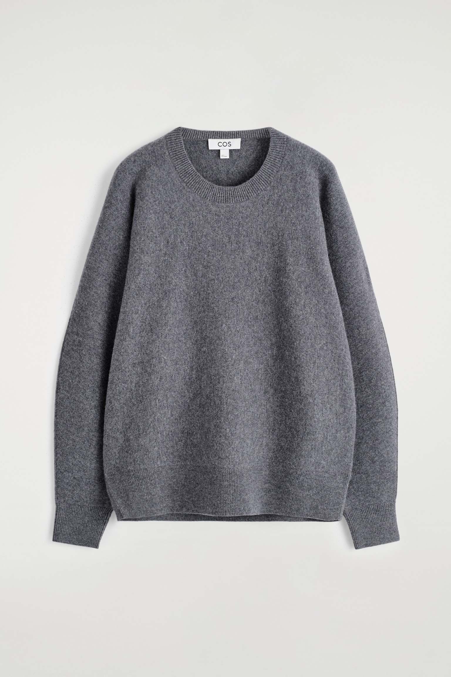 ROUNDED DOUBLE-FACED WOOL JUMPER - GREY MÉLANGE/DARK GREEN - 2